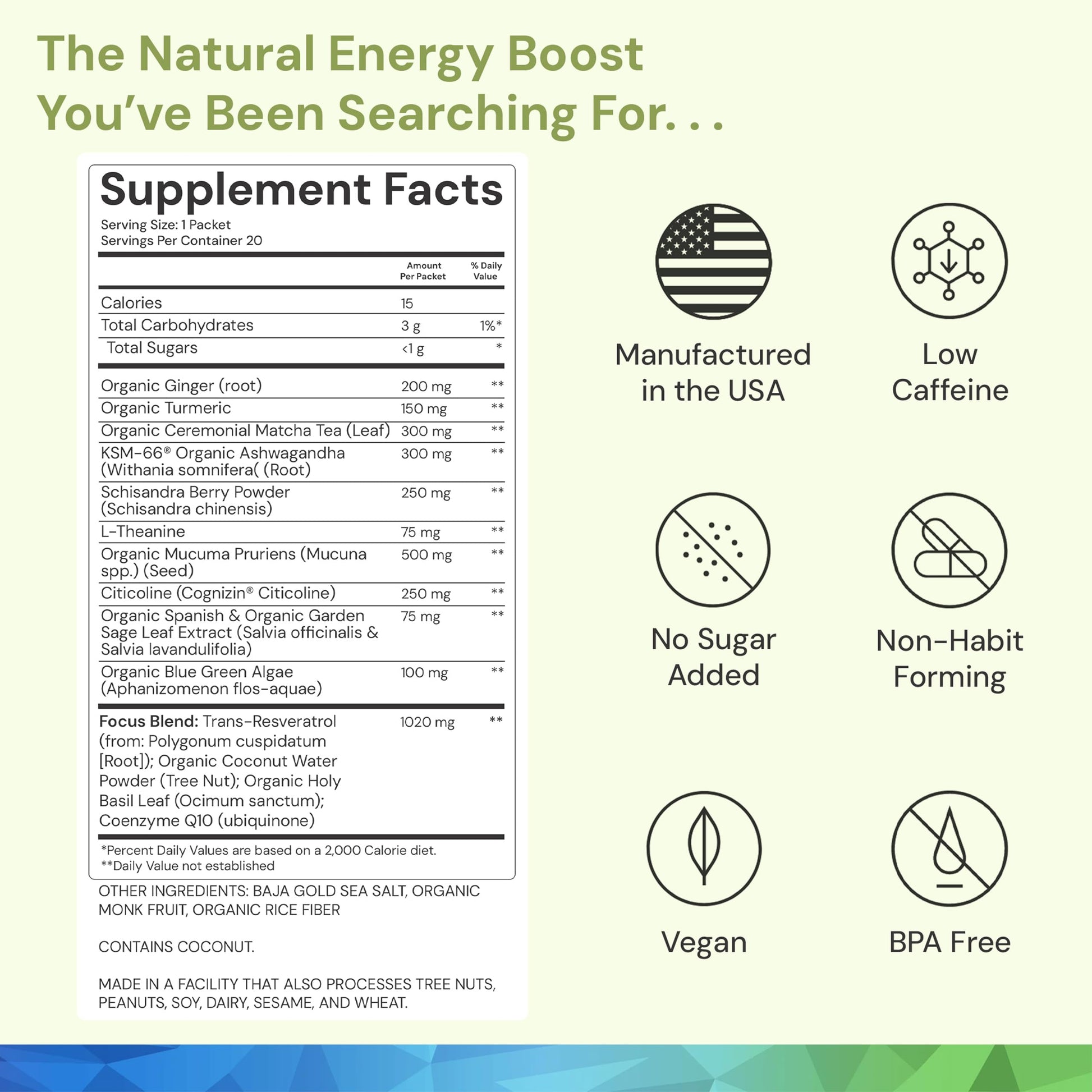 ION* Intelligence of Nature Focused Mind Nootropic Powder Drink Mix - Brain Boost Nootropic Drink with Matcha for Memory, Focus & Relaxation, Brain Supplement for Men & Women, Adults - 20 Packets ION* Intelligence of Nature Au supplements