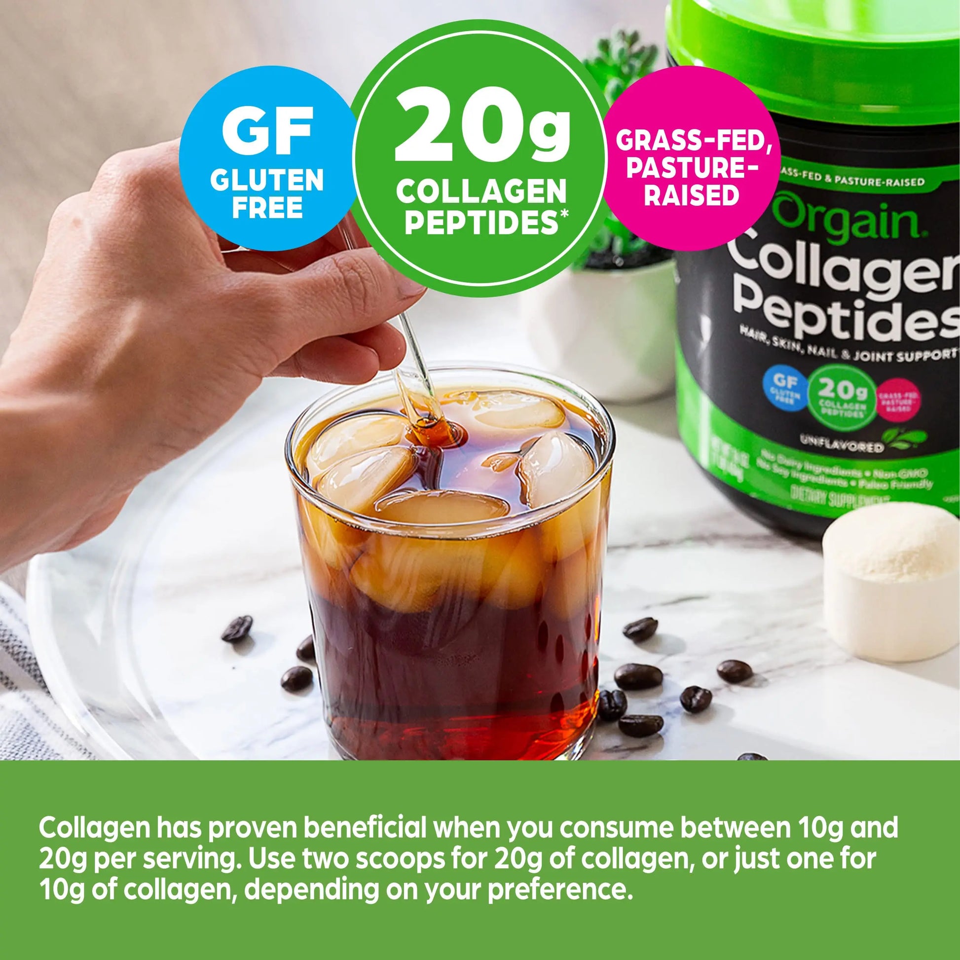 Orgain Hydrolyzed Collagen Peptides Powder, 20g Grass Fed Collagen - Hair, Skin, Nail Orgain Au supplements