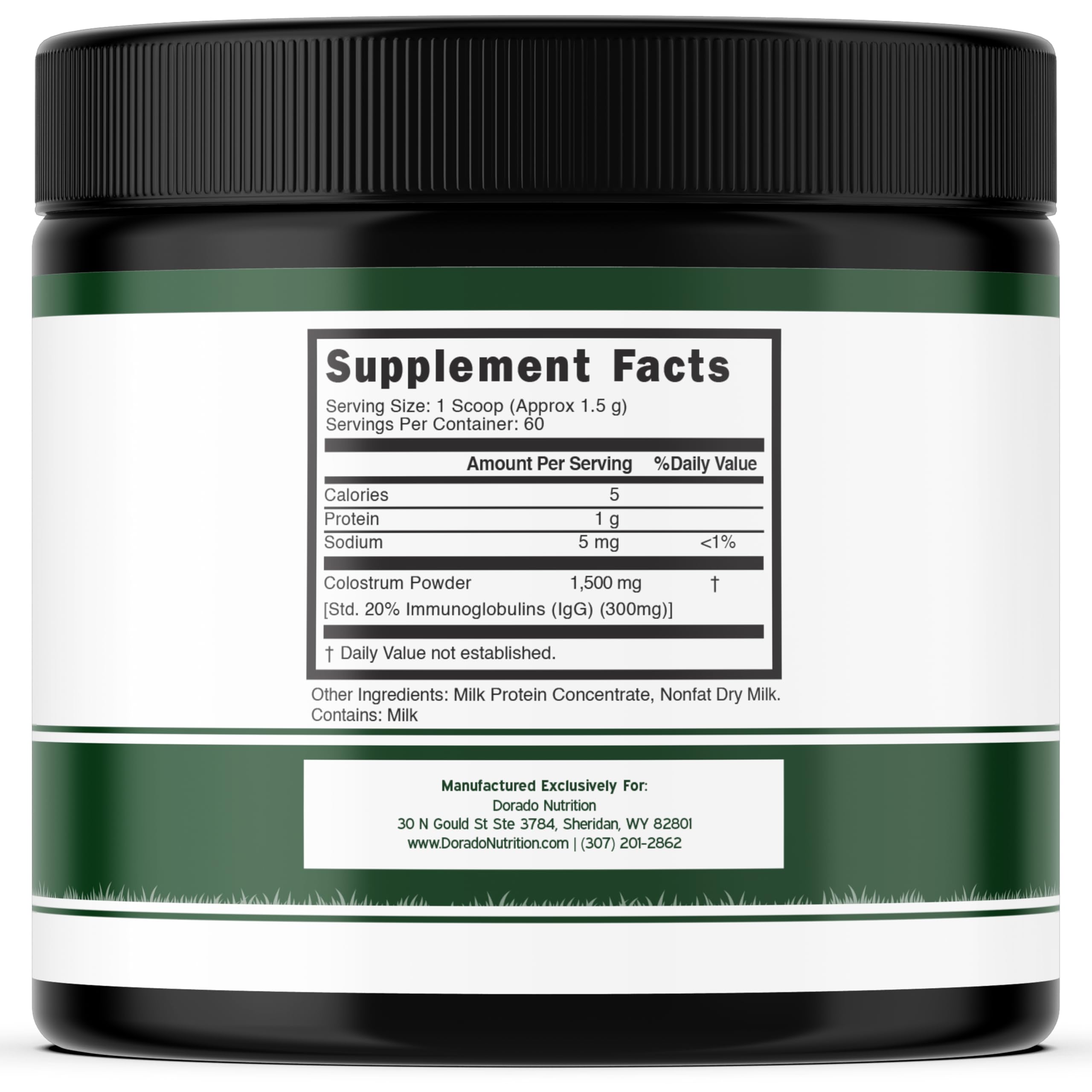 Colostrum Supplement Powder 90g (60 Servings of 1.5g Pure Bovine Colostrum Std. to Contain 20% IgG Immunoglobulins) Grass Fed Powder - No Fillers, Third Party Tested, Unflavored & Non-GMO DORADO NUTRITION Au supplements