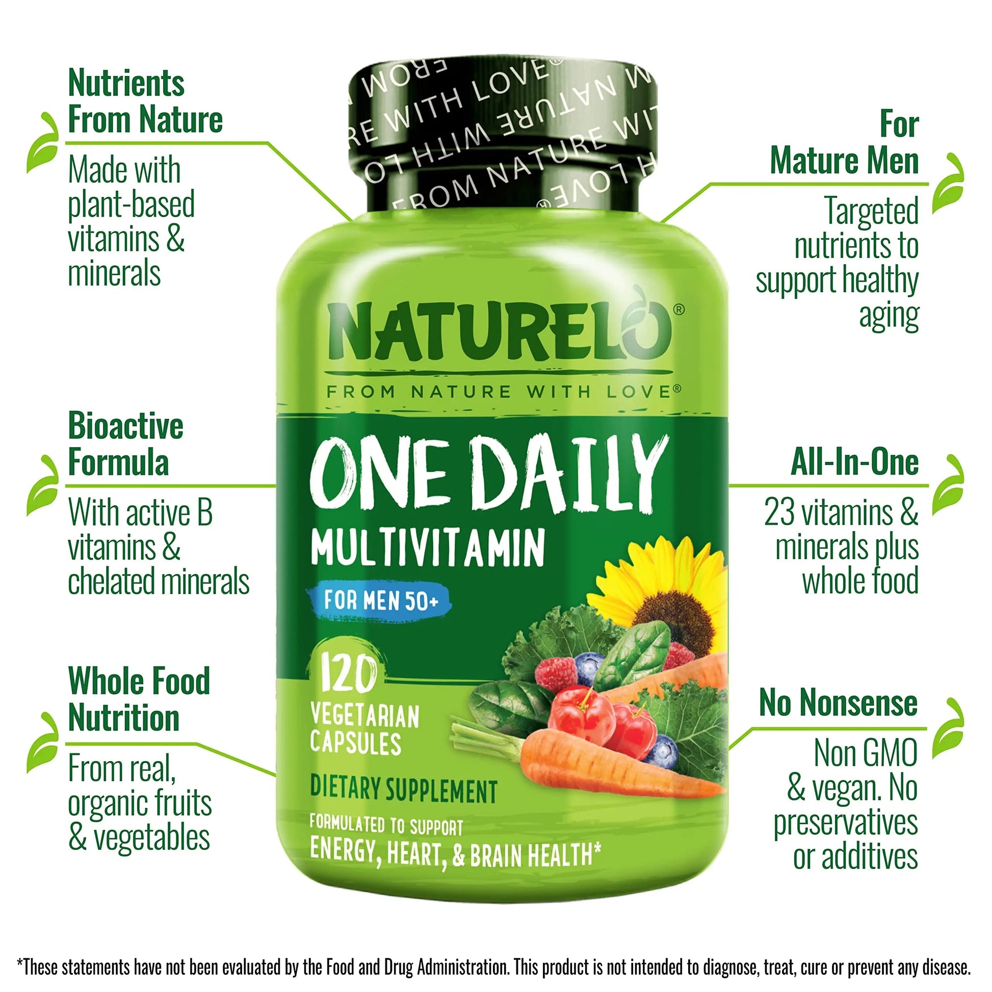 NATURELO One Daily Multivitamin for Men 50+, 120 Capsules One Daily Multivitamin for Women 50+ (Iron Free), 120 Capsules - 4 Month Supply Bundle NATURELO Au supplements