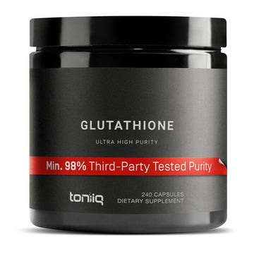 Toniiq Ultra High Strength Glutathione Capsules - 1000mg Concentrated Formula - 98%+ Highly Purified and Bioavailable - Non-GMO Fermentation - 240 Capsules Reduced Glutathione Supplement Toniiq Au supplements