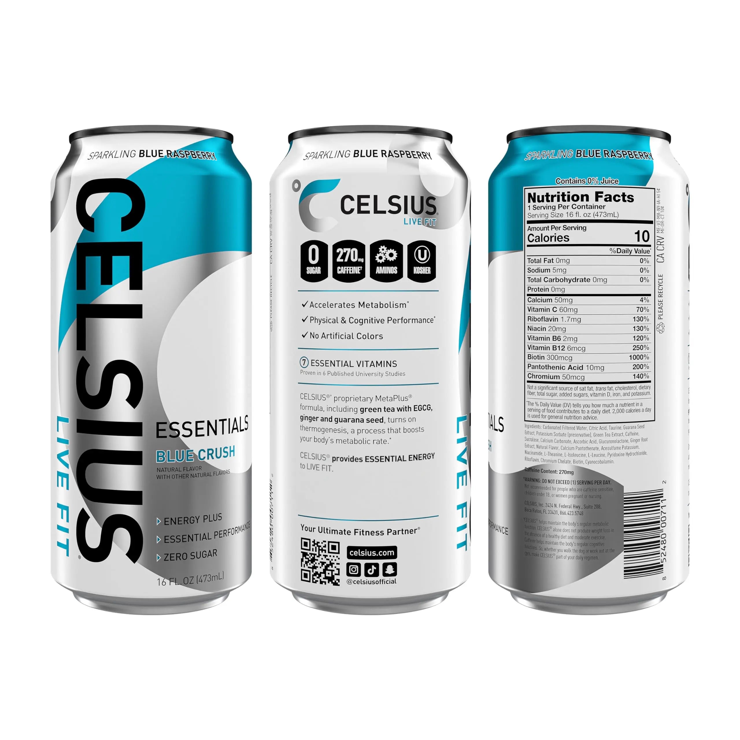 CELSIUS ESSENTIALS, Sparkling Blue Crush, Performance Energy Drink 16 Fl Oz (Pack of 12) CELSIUS Au supplements