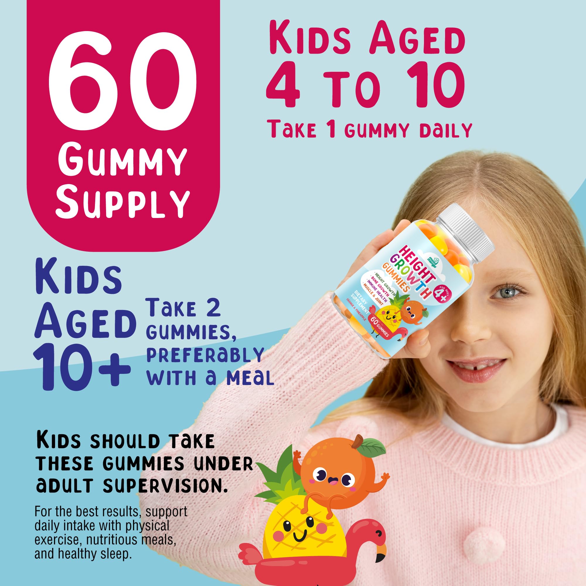 Height Growth Gummies Supplement - Kids Teens Height Increaser Maximizer Grow Taller Vitamins Mood Mingle Au supplements