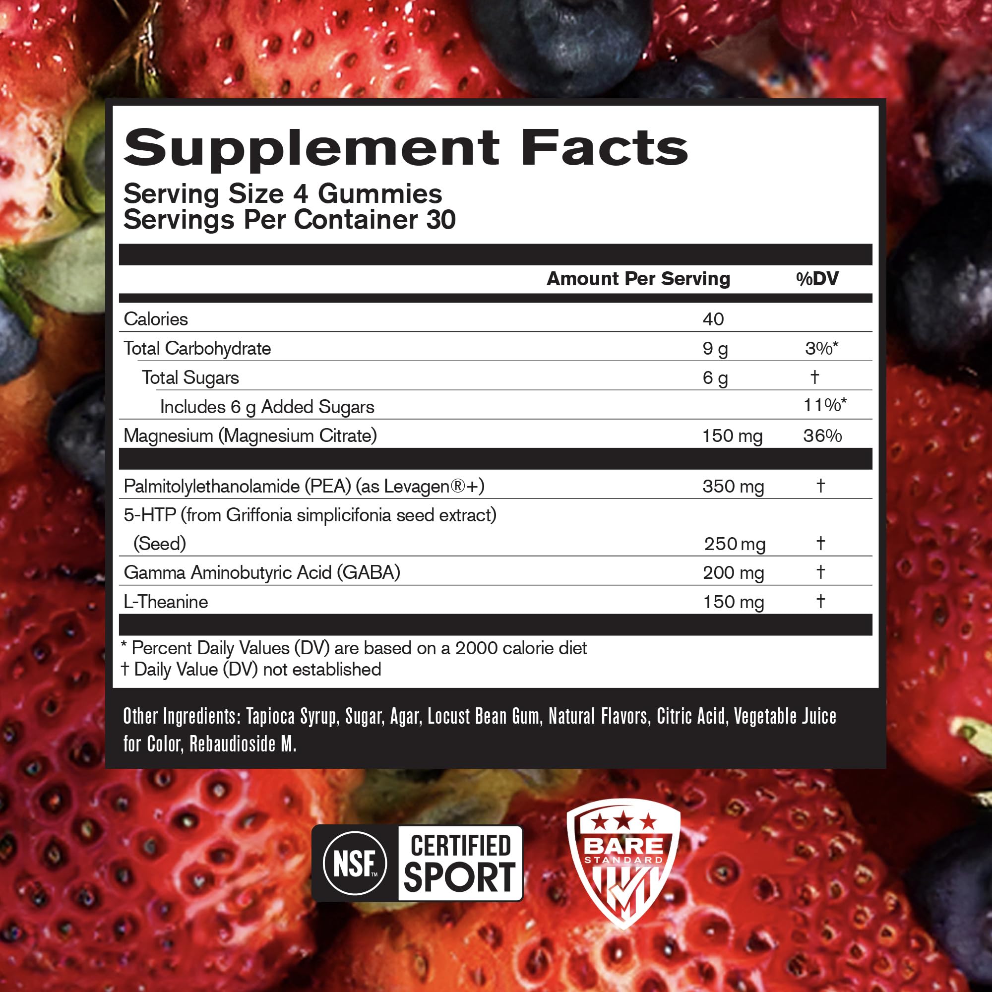 BARE PERFORMANCE NUTRITION, BPN Peak Sleep Gummy, Sleep Aid & Recovery Support Supplement, 30 Servings, Berry BARE PERFORMANCE NUTRITION Au supplements