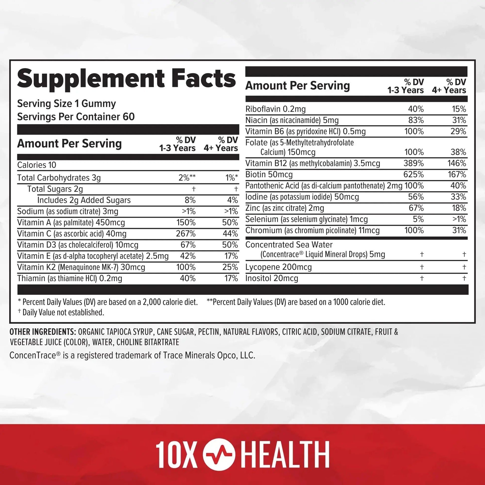 10X Health Children’s Methylated Multivitamin Gummies - 60 Count Kids Multivitamin Gummies, Complete Daily Nutrition 10X Health System Au supplements