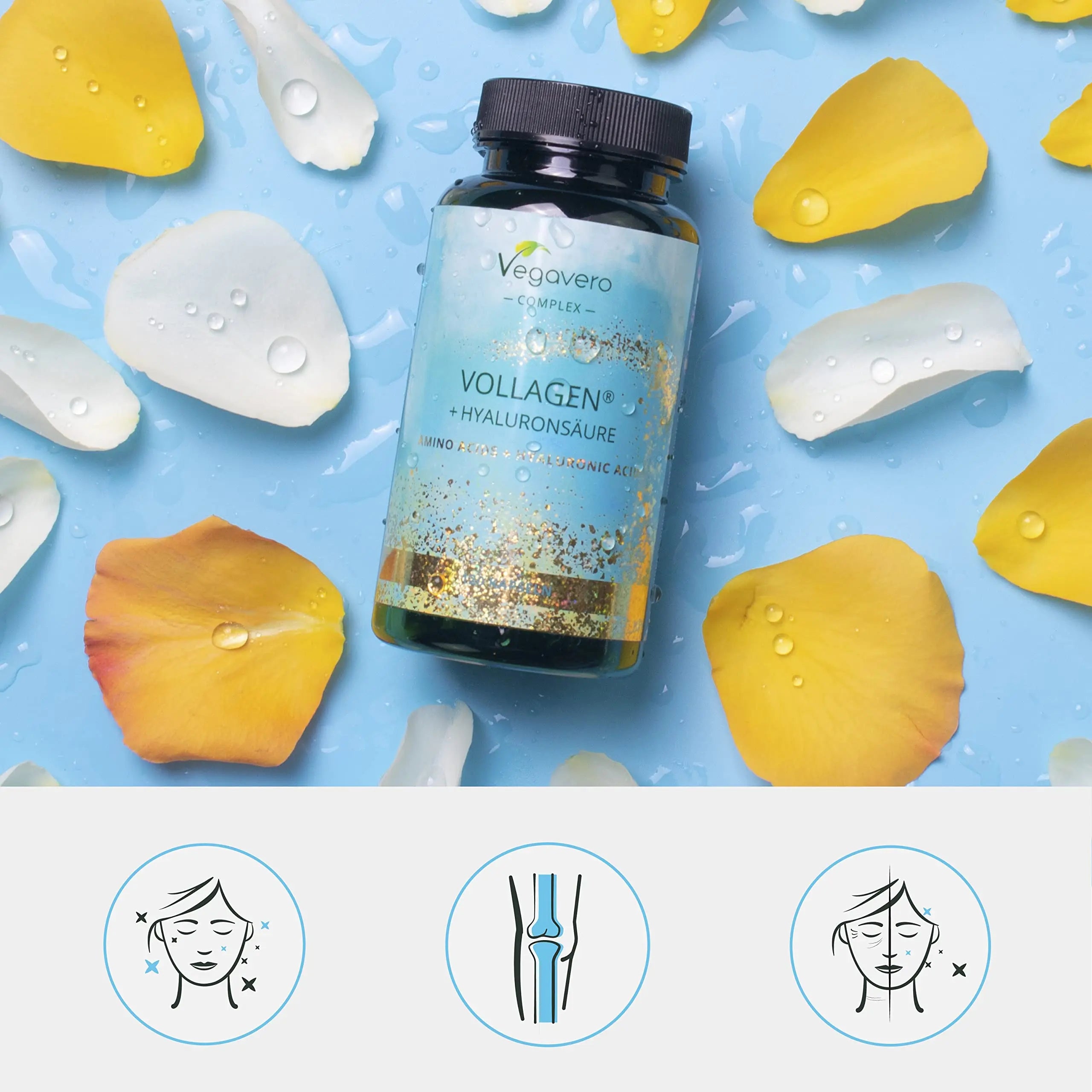 Vegavero Vegan Collagen Complex + Hyaluronic Acid | NO Additives | Vegan Collagen Powder Vollagen® | Essential Amino Acids | 120 Capsules Vegavero Au supplements