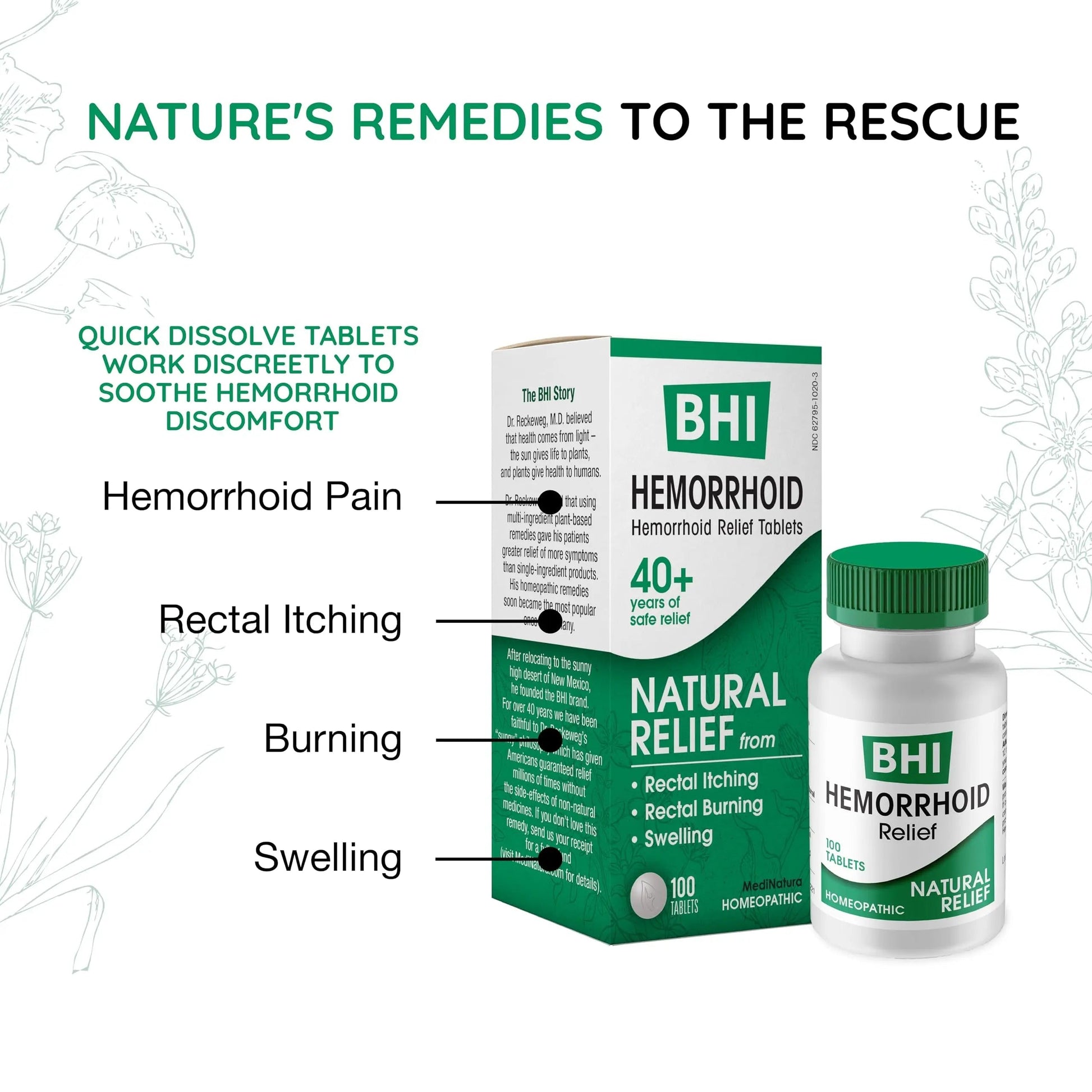 MediNatura BHI Hemorrhoid Relief - Natural Hemorrhoid Treatment for Relieving Rectal Itching - Daily Support - Chewable & Easy-to-Use Tablets - Plant-Based - 100 Count MediNatura Au supplements