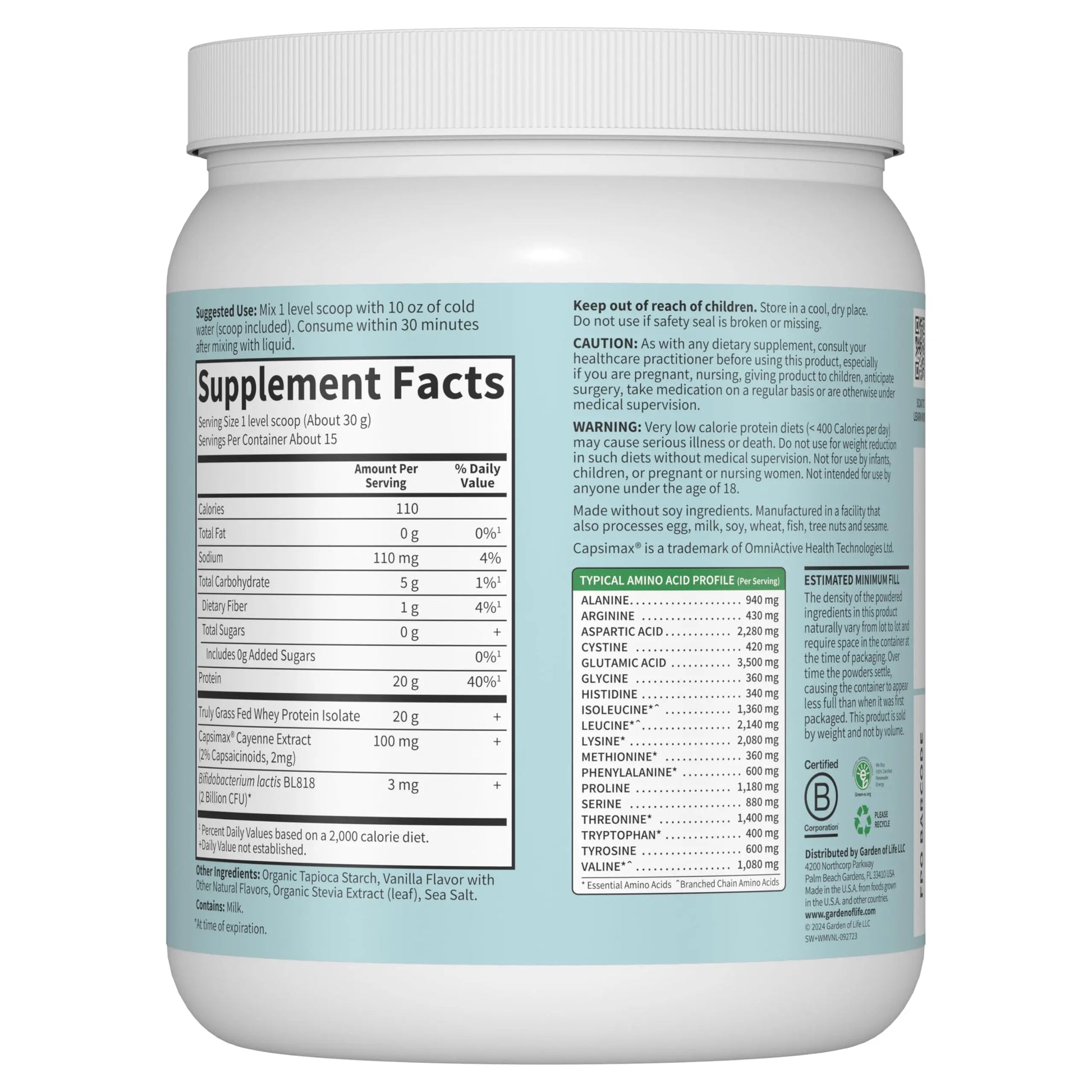 Garden of Life Sport Whey Plus Weight Management with Amino Energy - 20g of Grass Garden of Life Au supplements