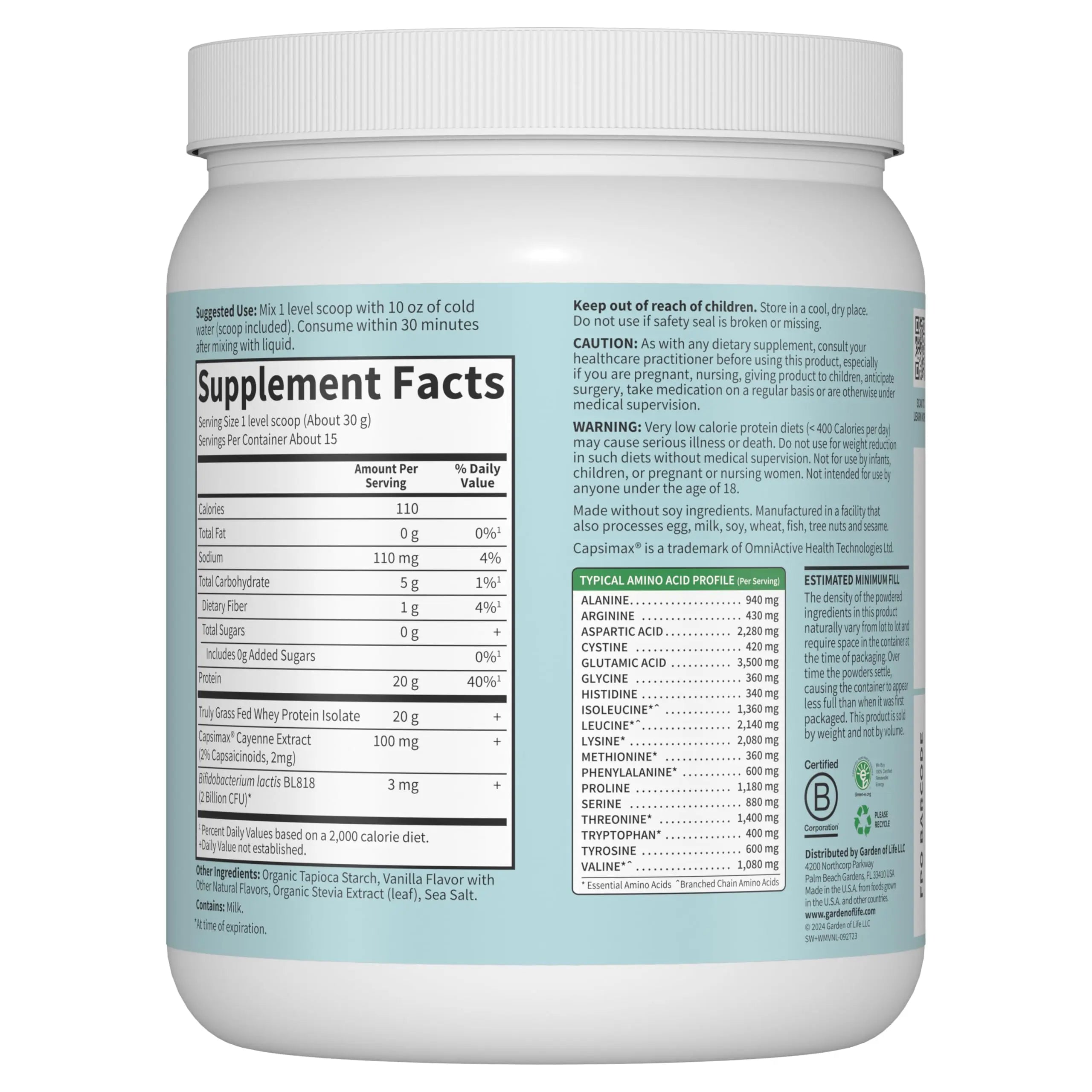 Garden of Life Sport Whey Plus Weight Management with Amino Energy - 20g of Grass Garden of Life Au supplements