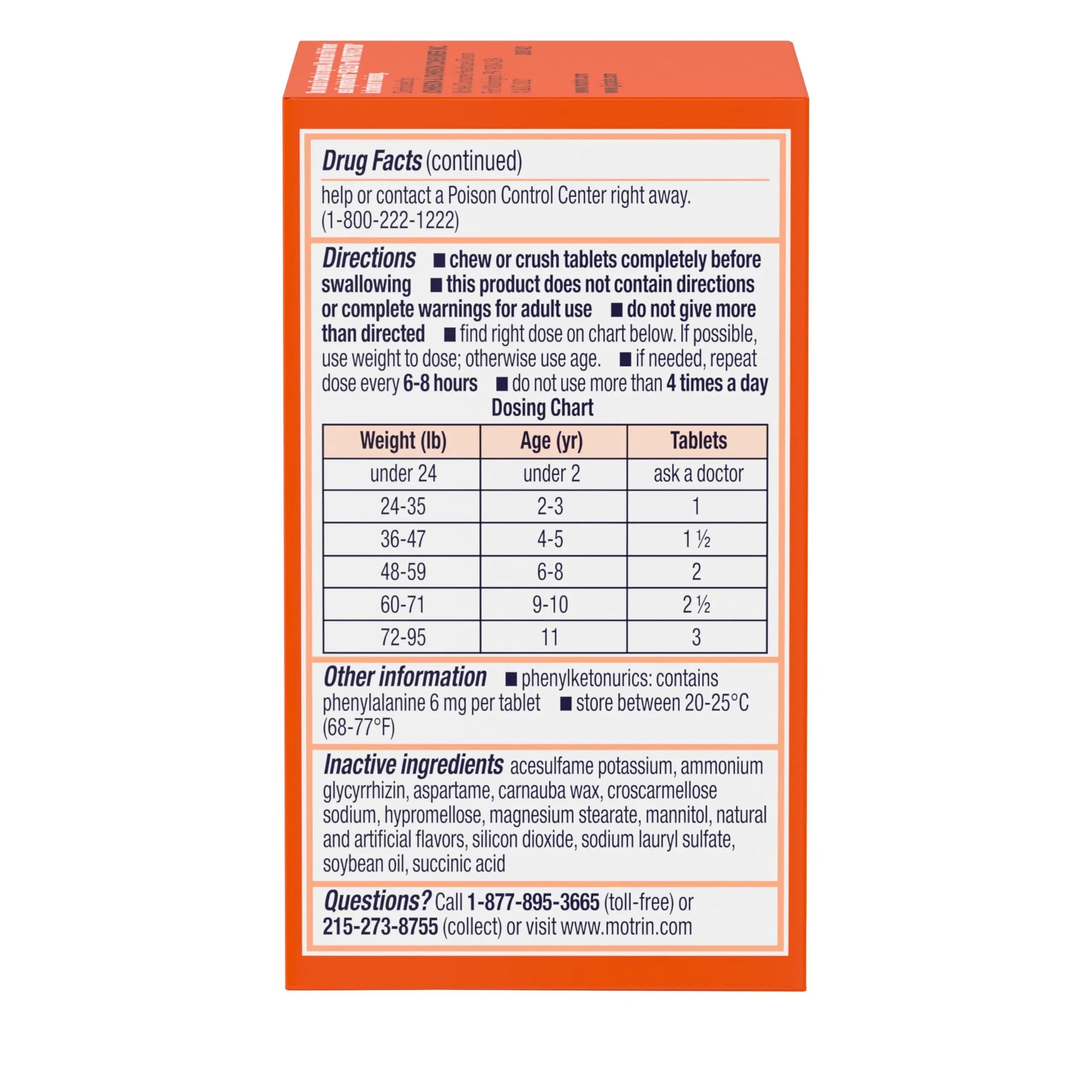 Motrin Children's Dye-Free Chewable Tablets with Ibuprofen, Kids' Fever Reducer & Pain Reliever for Sore Throat, Fever, Toothache & Pain Relief, Grape Flavor, 24 Count (Pack of 2) Motrin Au supplements