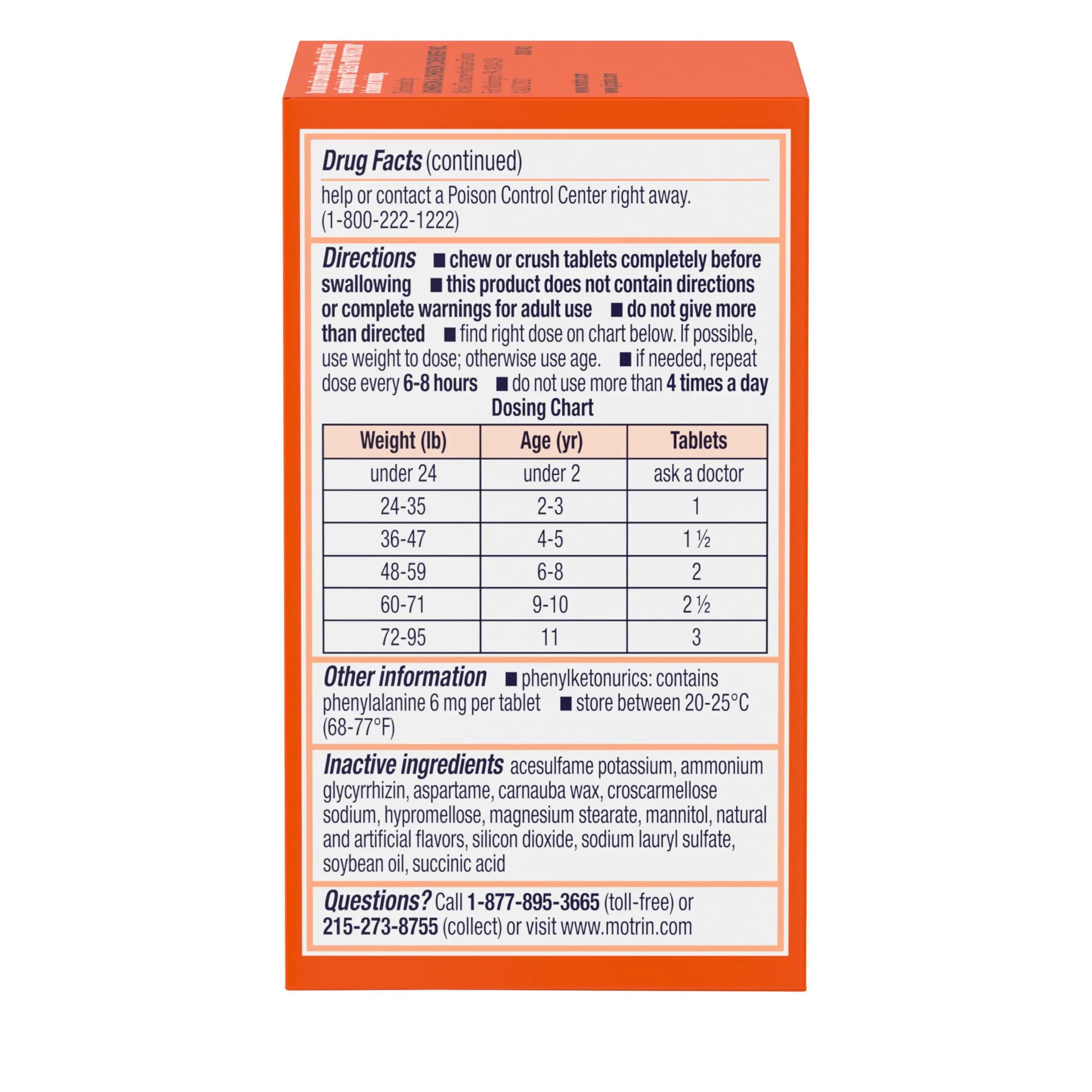 Motrin Children's Dye-Free Chewable Tablets with Ibuprofen, Kids' Fever Reducer & Pain Reliever for Sore Throat, Fever, Toothache & Pain Relief, Grape Flavor, 24 Count (Pack of 2) Motrin Au supplements