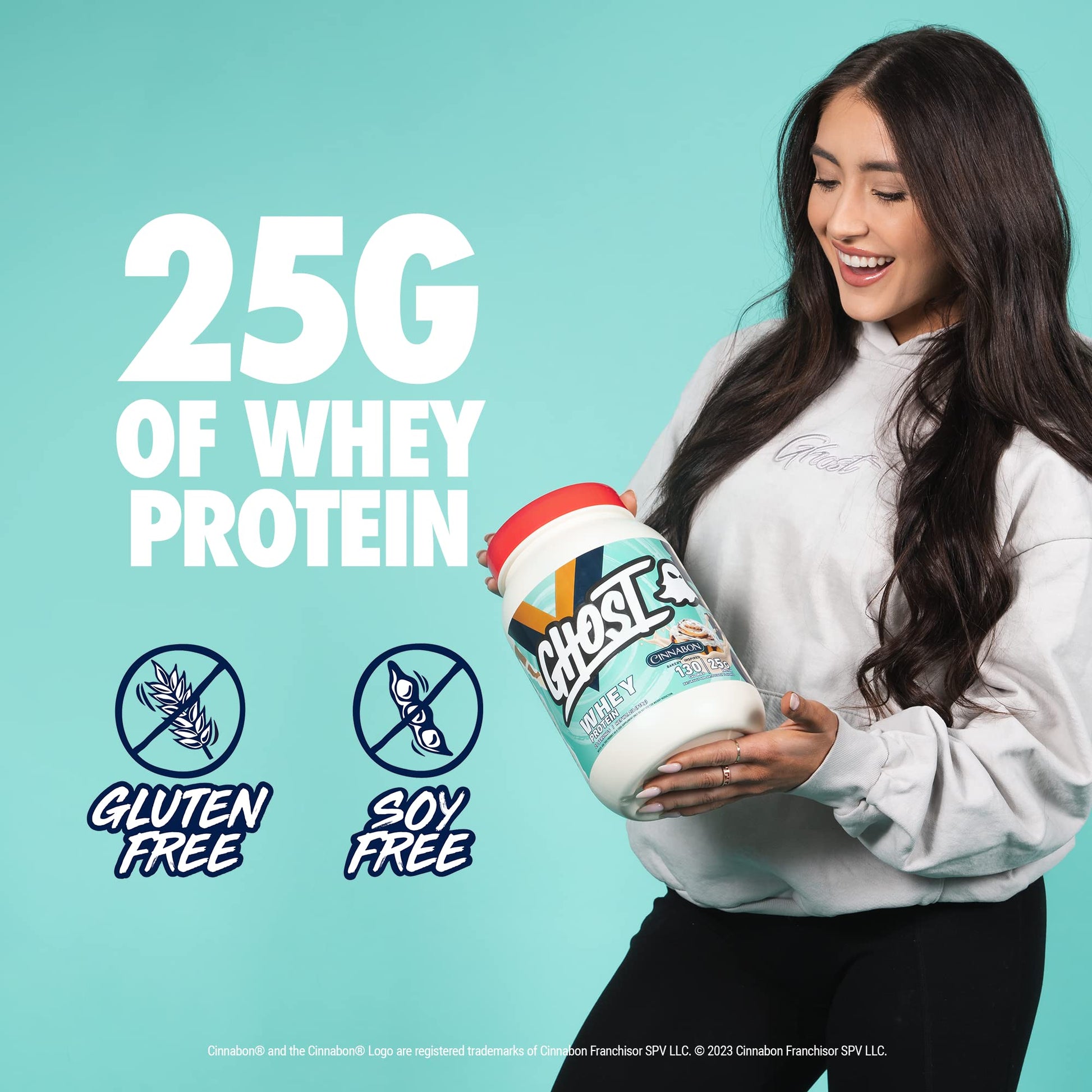 GHOST Whey Protein Powder, Cinnabon - 2LB Tub, 25G of Protein - Cinnamon Roll Flavore GHOST Au supplements