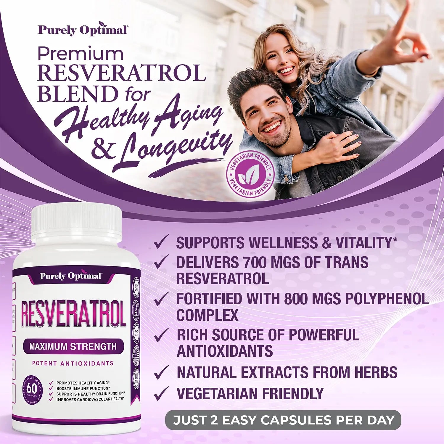 Premium Resveratrol Supplement 1500mg - Max Strength, Trans Resveratrol Capsules Purely Optimal Au supplements