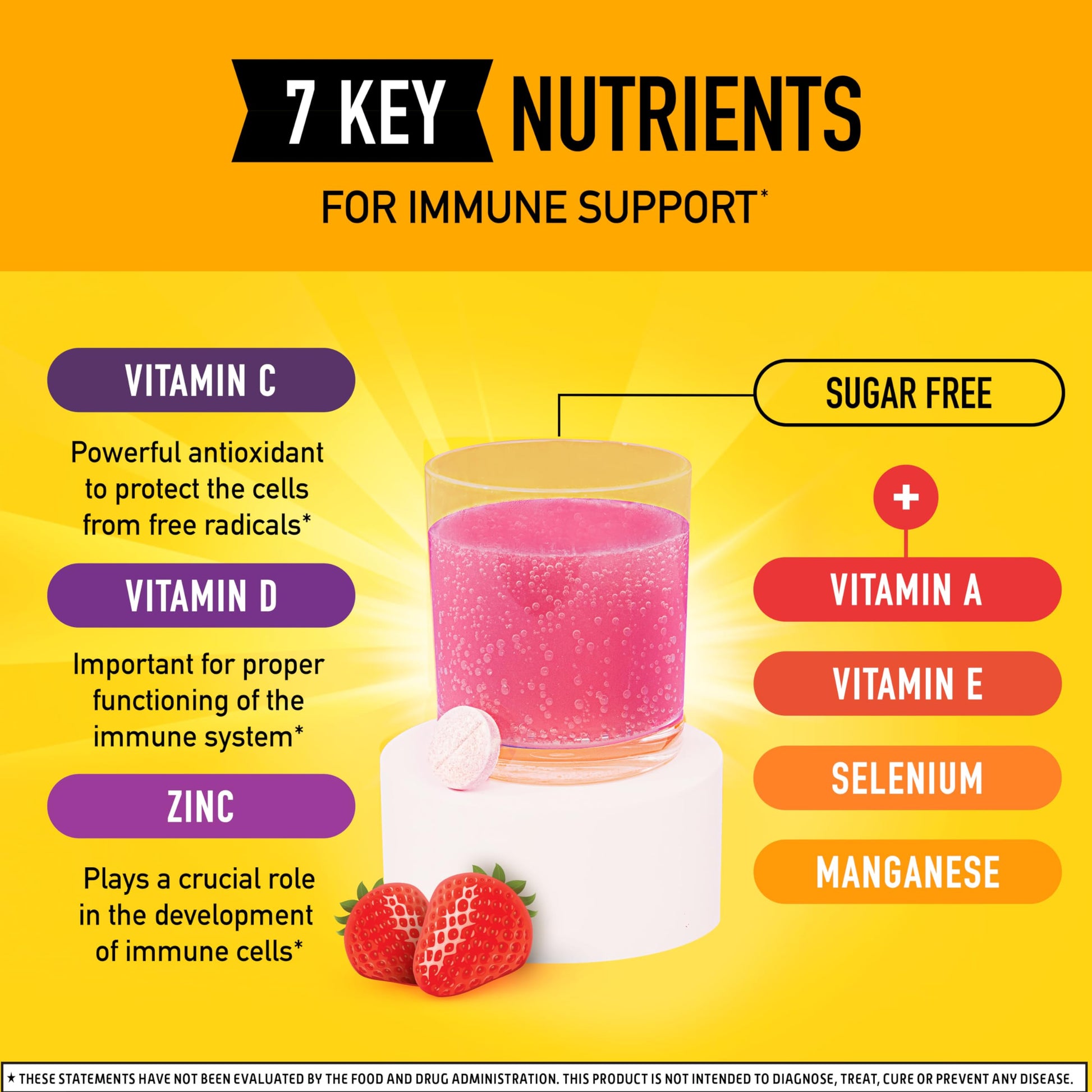 Vitamin C 1000mg (per serving) - Airborne Very Berry Effervescent Tablets (36 count in a box), Gluten-Free Immune Support Supplement, With Vitamins A C E, ZINC, Selenium, Echinacea & Ginger Airborne Au supplements