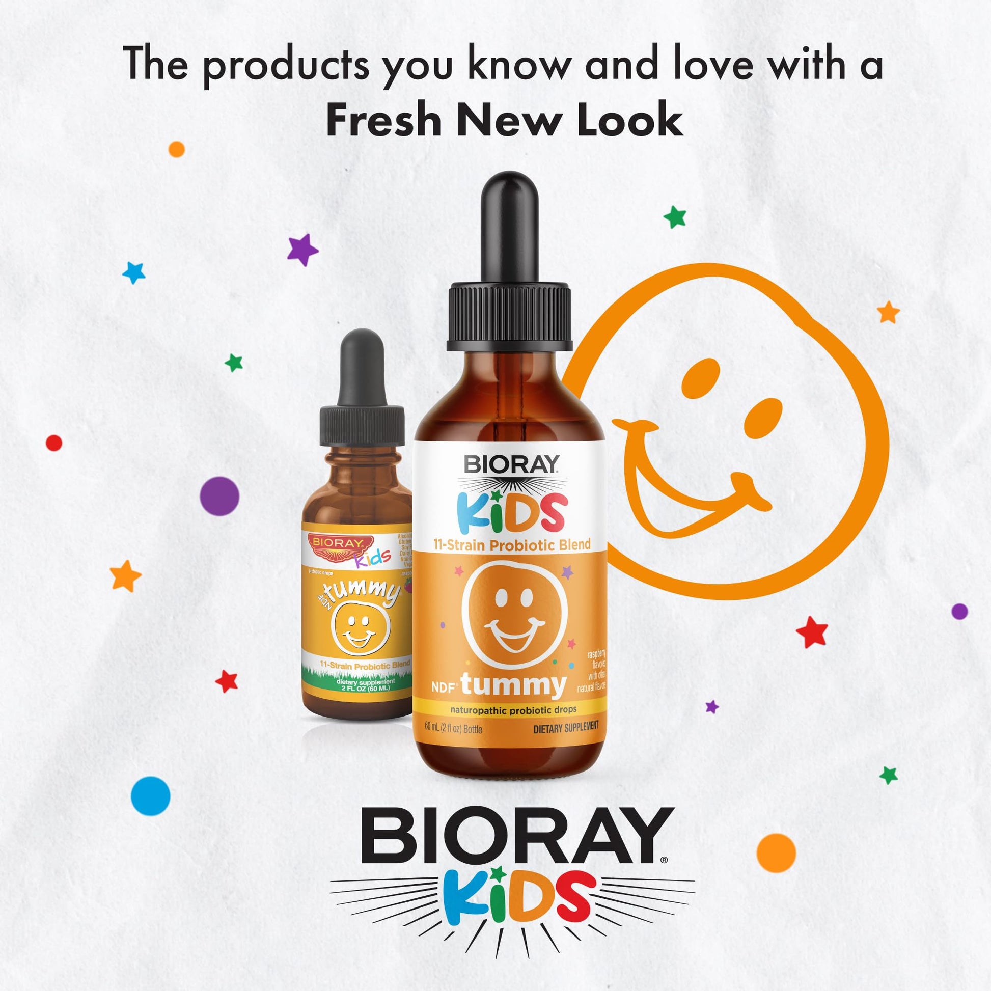 BIORAY Kids NDF Tummy, Raspberry - 4 fl oz (120 mL) - 11-Strain Probiotic Blend - Supports the Immune Response in the GI Tract - Non-GMO, Vegan, Gluten Free - Approx. 120 Servings BIORAY Au supplements