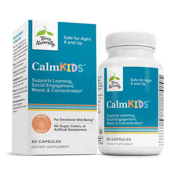 Terry Naturally Calm Kids - Calm Child Supplement - Brain Health for Focus, Memory & Concentration - Attention Supplement for Kids - Support Learning & Concentration - 60 Capsules Terry Naturally Au supplements