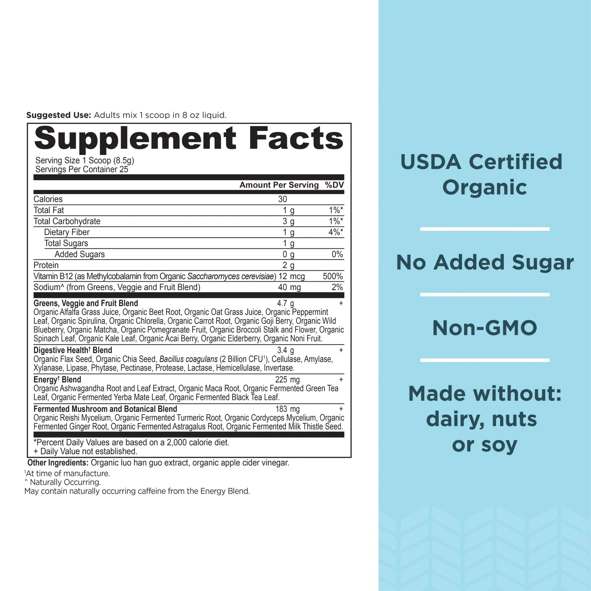 Ancient Nutrition Supergreens Energizer Powder, Organic Superfood Powder with Caffeine Ancient Nutrition Au supplements