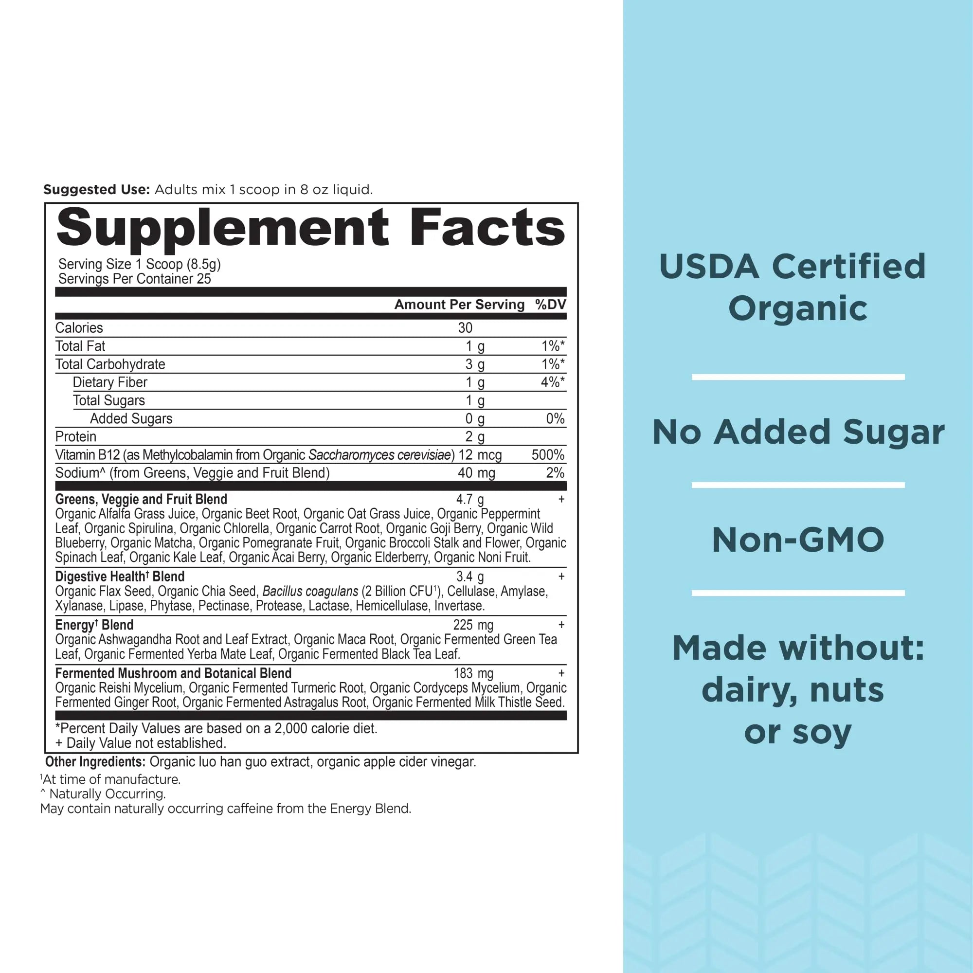 Ancient Nutrition Supergreens Energizer Powder, Organic Superfood Powder with Caffeine Ancient Nutrition Au supplements