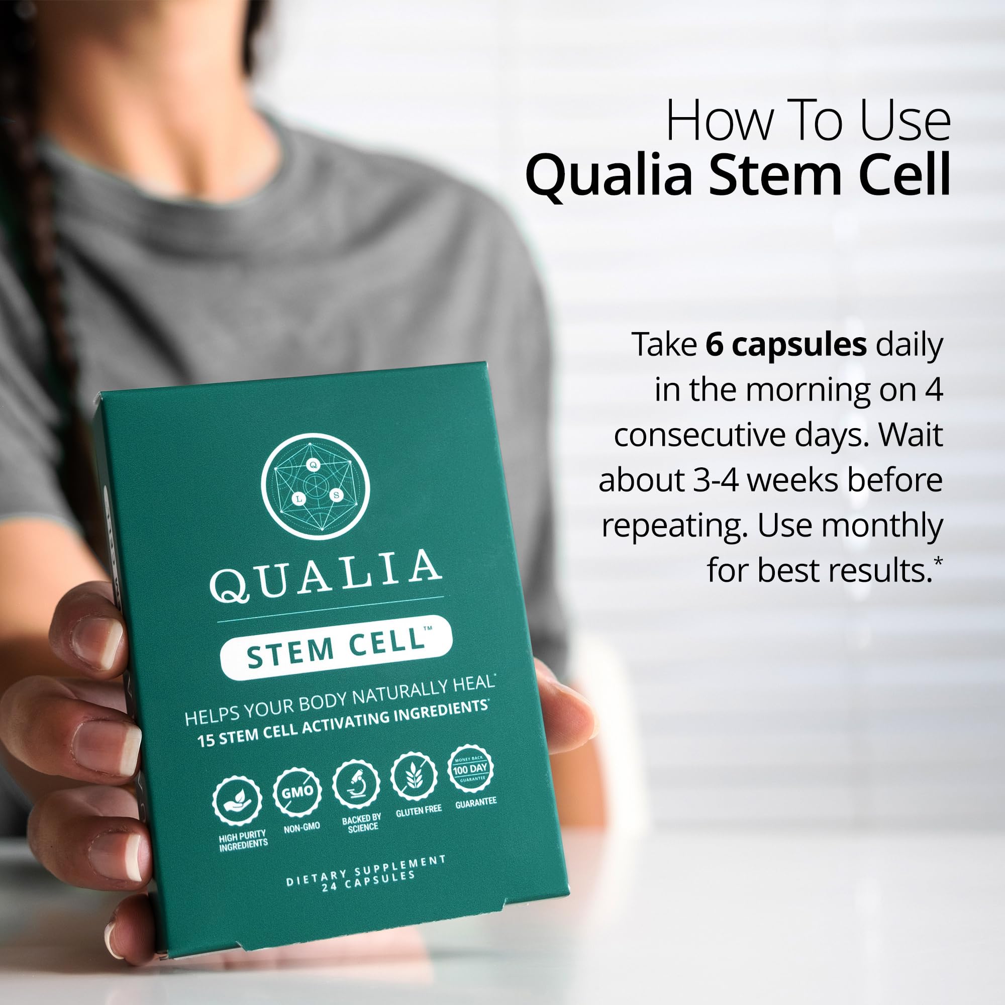 Qualia Stem Cell — Stem Cell Supplement Support with Royal Jelly, Astragalus & Sea Buckthorn | 16 Ingredients | 4 Days a Month | Helps Body Naturally heal* QUALIA LIFE SCIENCES Au supplements