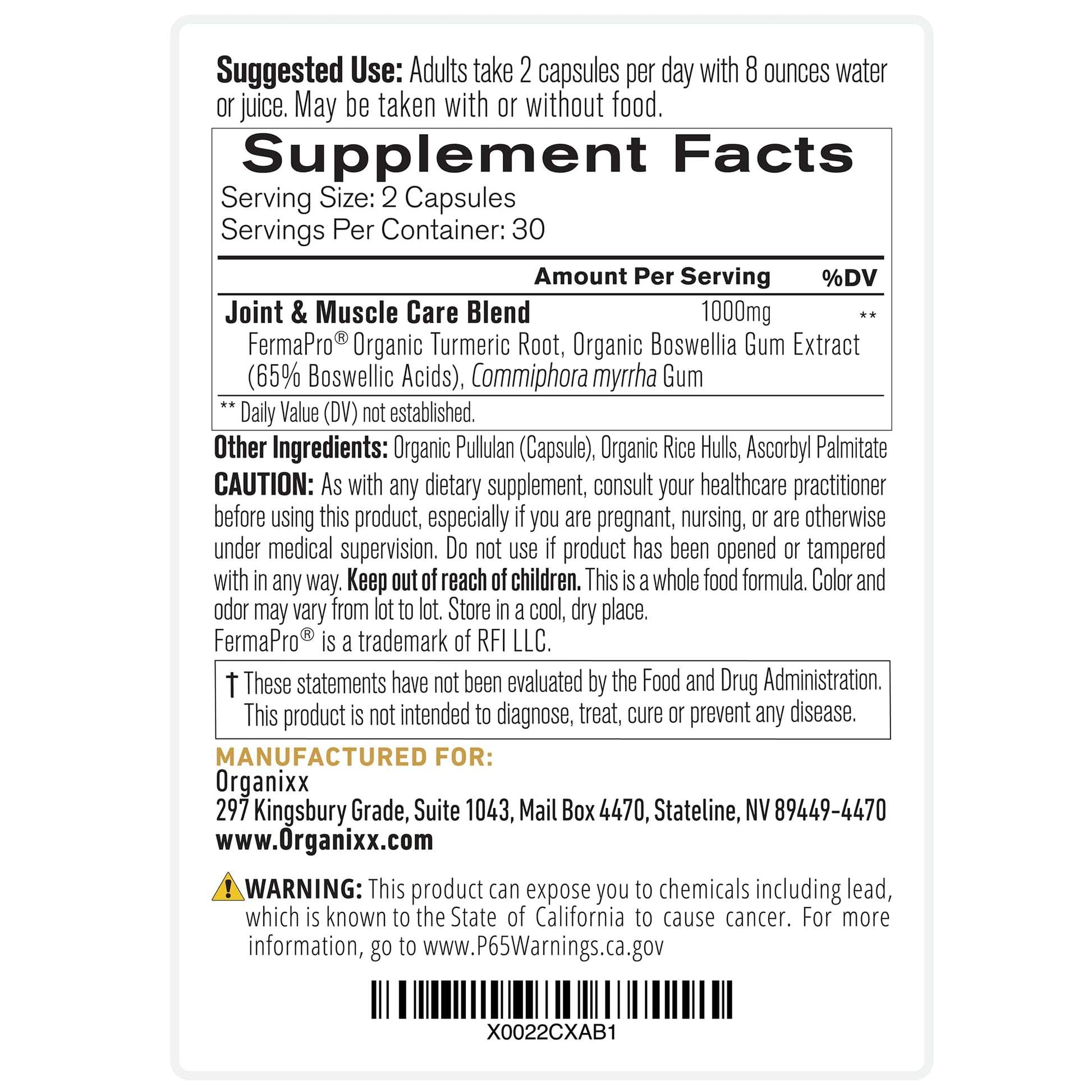 Organixx Joint & Muscle Care Organic Turmeric Supplement, 3-in-1 Frankincense, Turmeric and Myrrh Joint Health & Joint Support Supplement Body Care Capsules, Supports Swelling, Tension, 60 Capsules Organixx Au supplements
