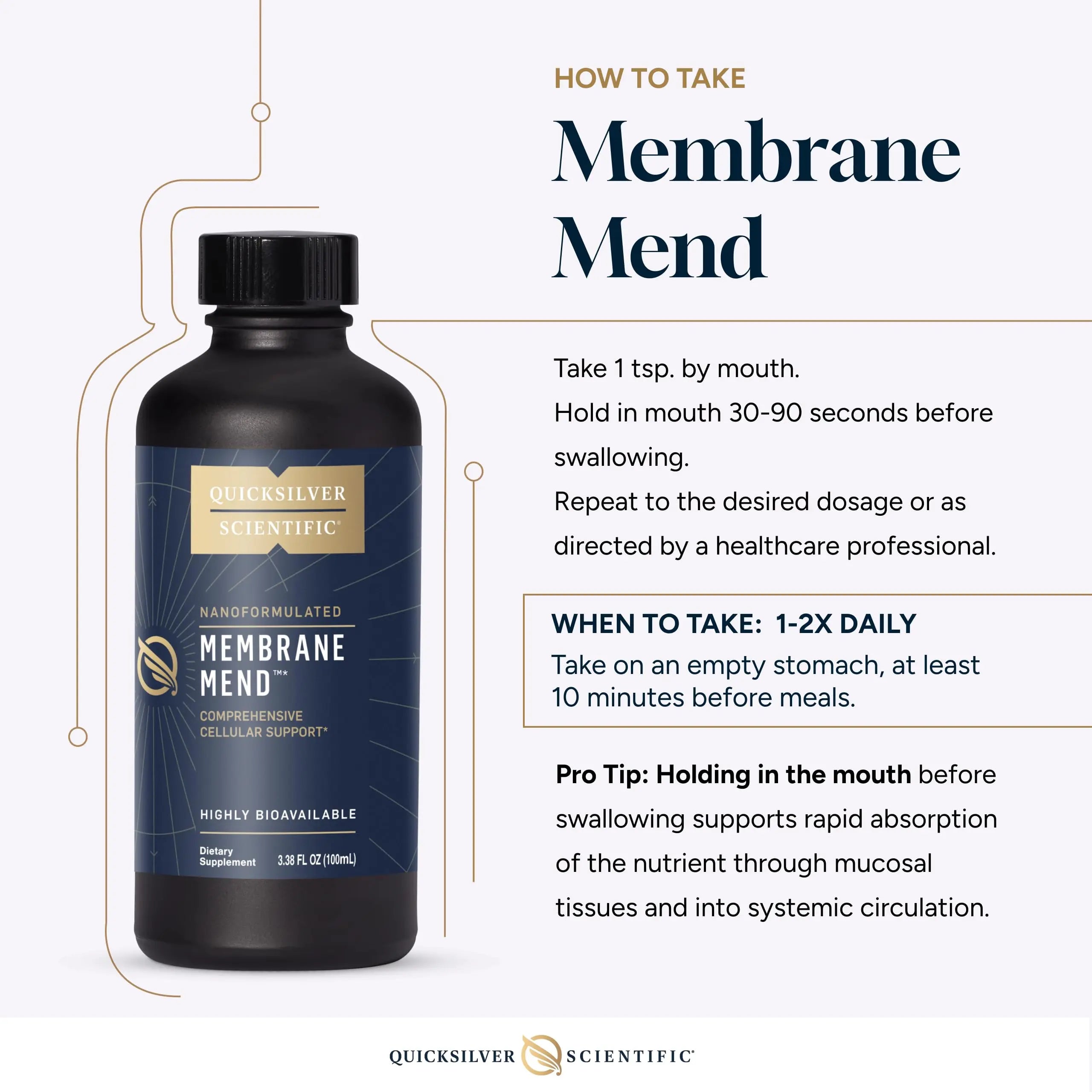 Quicksilver Scientific Membrane Mend - Brain, Cellular & Healthy Aging Support with Phosphatidyl Choline (PC), Vitamin E Tocotrienols, Ahiflower Oil & Astaxanthin Supplements (3.38oz / 100ml) Quicksilver Scientific Au supplements