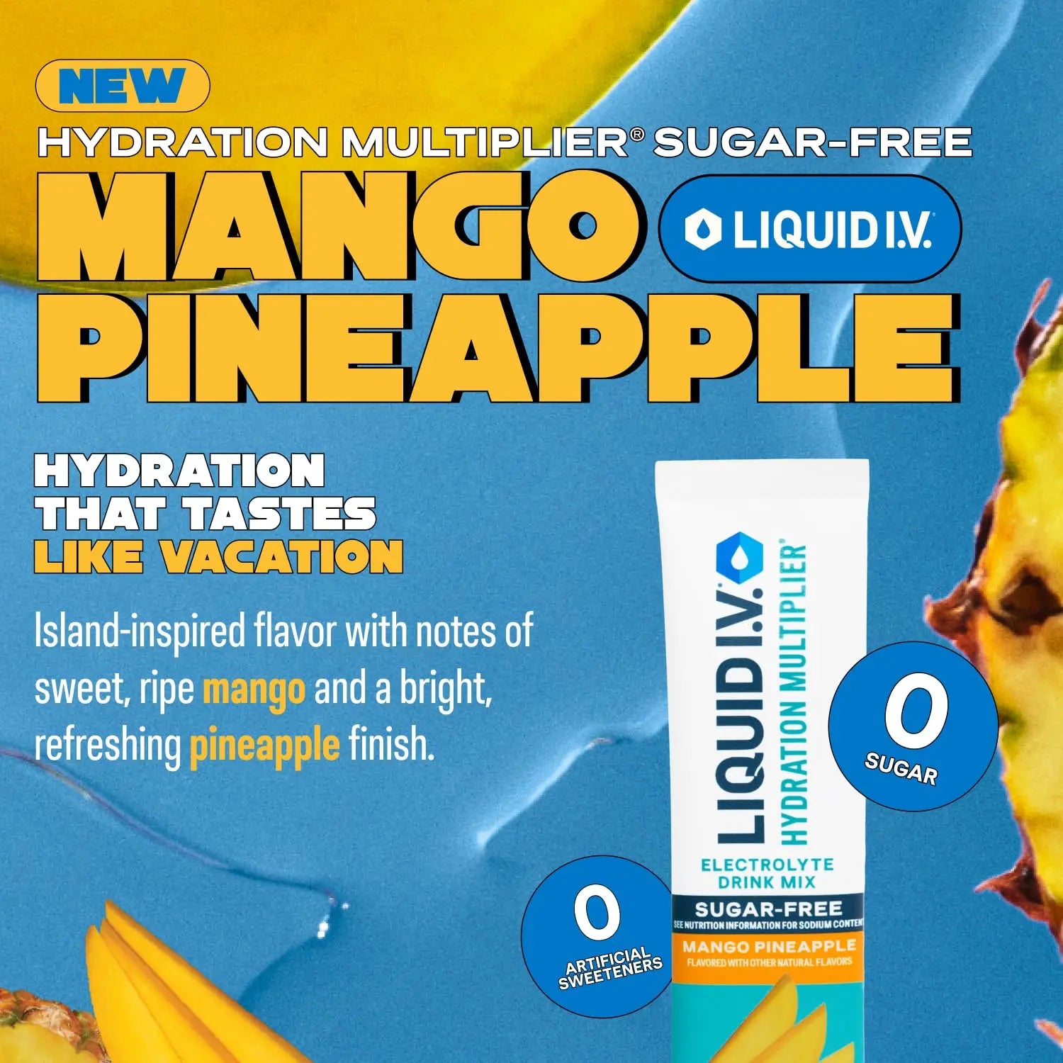 Liquid I.V.® Hydration Multiplier Sugar-Free – Mango Pineapple | Electrolyte Powder Drink Mix | 3 Pack (42 Servings) Liquid I.V. Au supplements