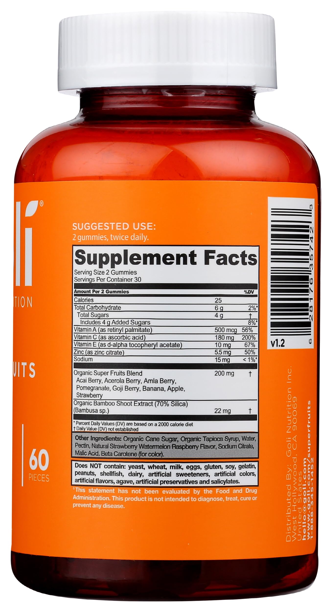 Goli Nutrition, Gummies Superfruits Mixed Fruit, 60 Count Goli Au supplements