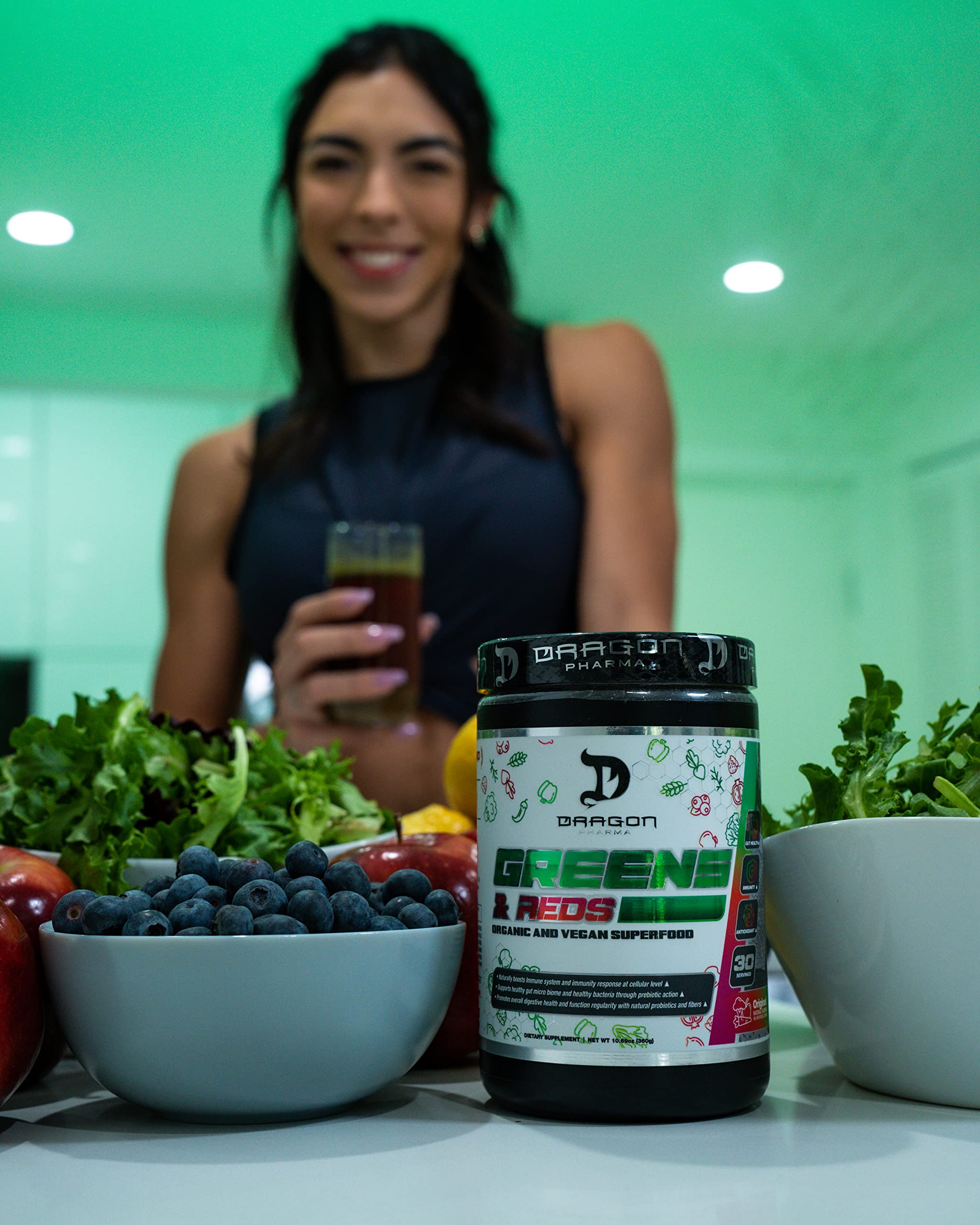 DRAGON PHARMA Greens and Reds, Over 23 Nutritious Superfoods, Reds and Vegetables, Optimal Health and Wellness (30 Servings, Original) DRAGON PHARMA Au supplements