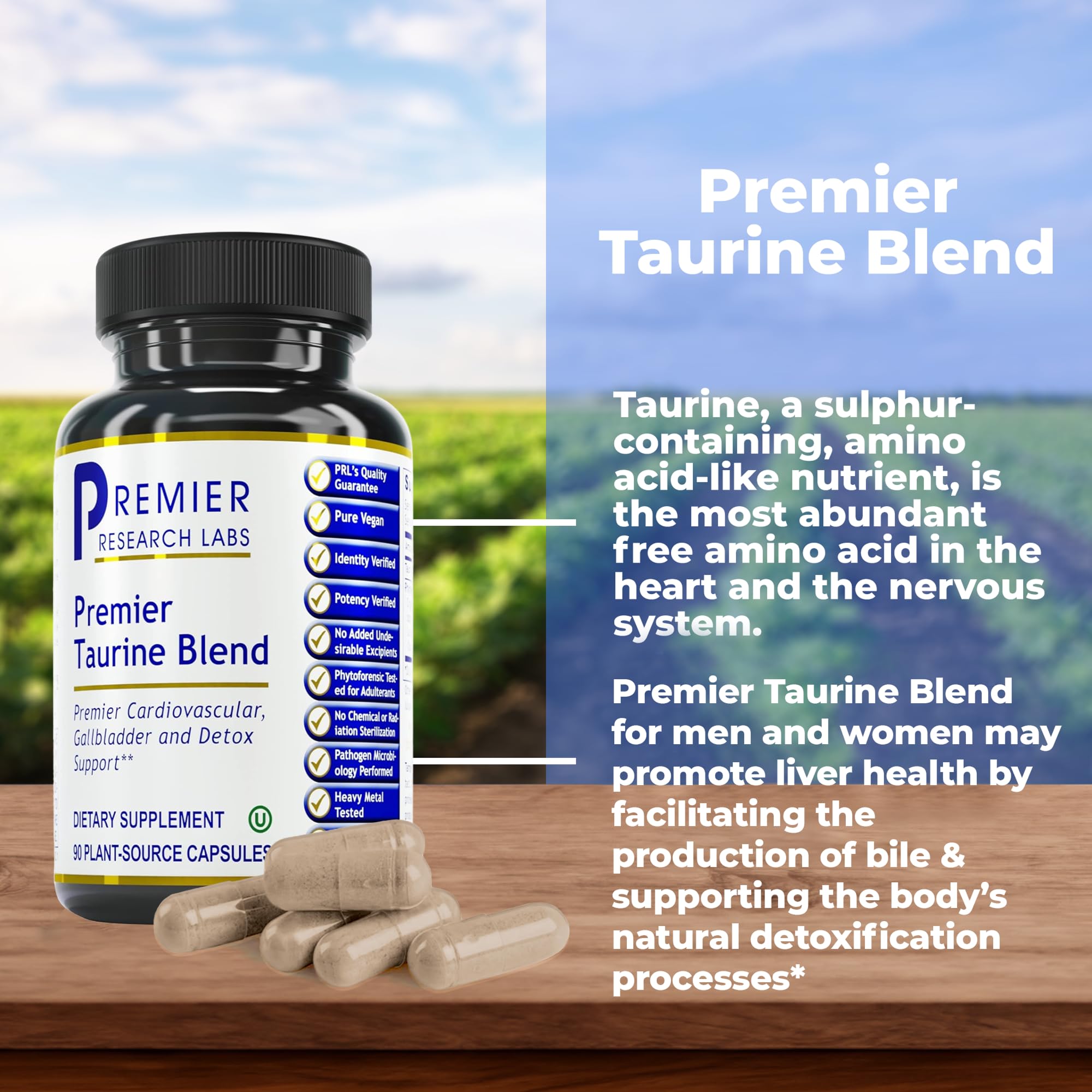 Premier Research Labs Taurine Blend - Taurine Supplement, Taurine Pills, L Taurine Amino Acid Supplement for Liver, Gallbladder, Brain & Heart Health, for Women & Men - 90 Vegetarian Capsules Premier Research Labs Au supplements