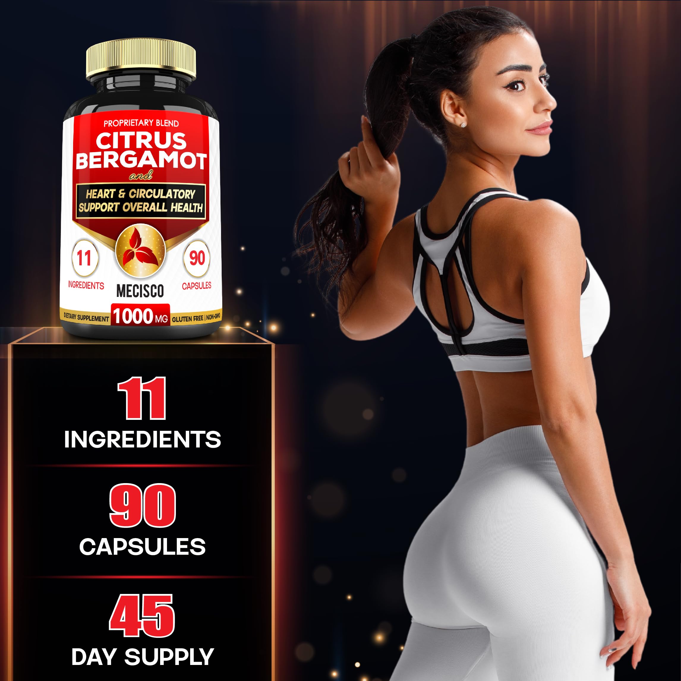 Mecisco 11 in 1 Citrus Bergamot Supplement 1000mg with Black Chokeberry, Berberine HCl & More - 90 Capsules - Supports Heart Health, Immune System, Energy Production Mecisco Au supplements