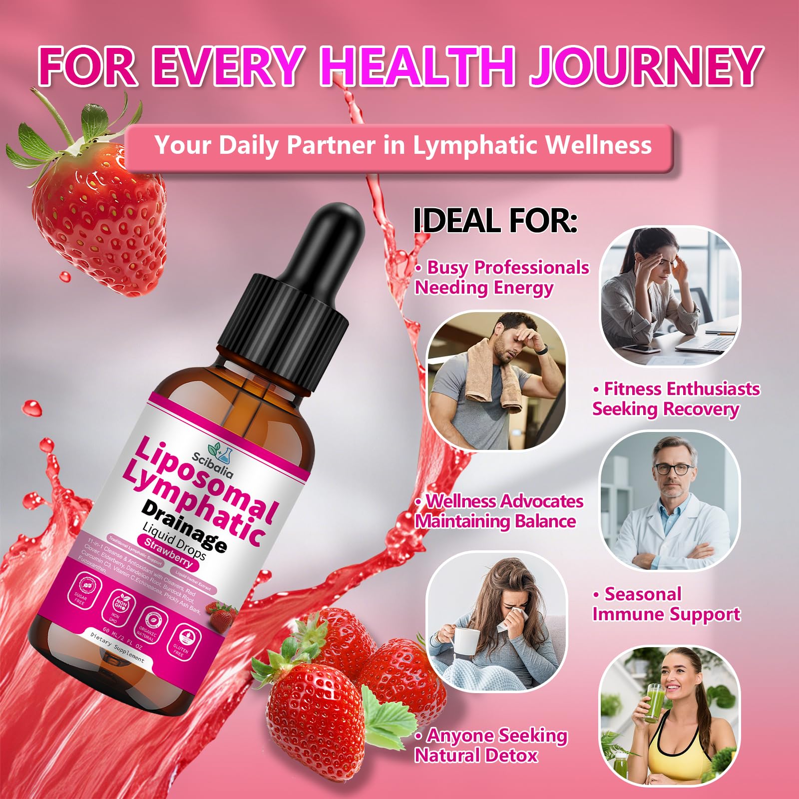 Scibalia Liposomal Lymphatic Drainage Drops, 11-in-1 Organic Lymphatic Support with Red Clover Echinacea Elderberry Burdock Root for Lymph Cleanse Immune Support & Daily Detox Vegan Non-GMO Scibalia Au supplements