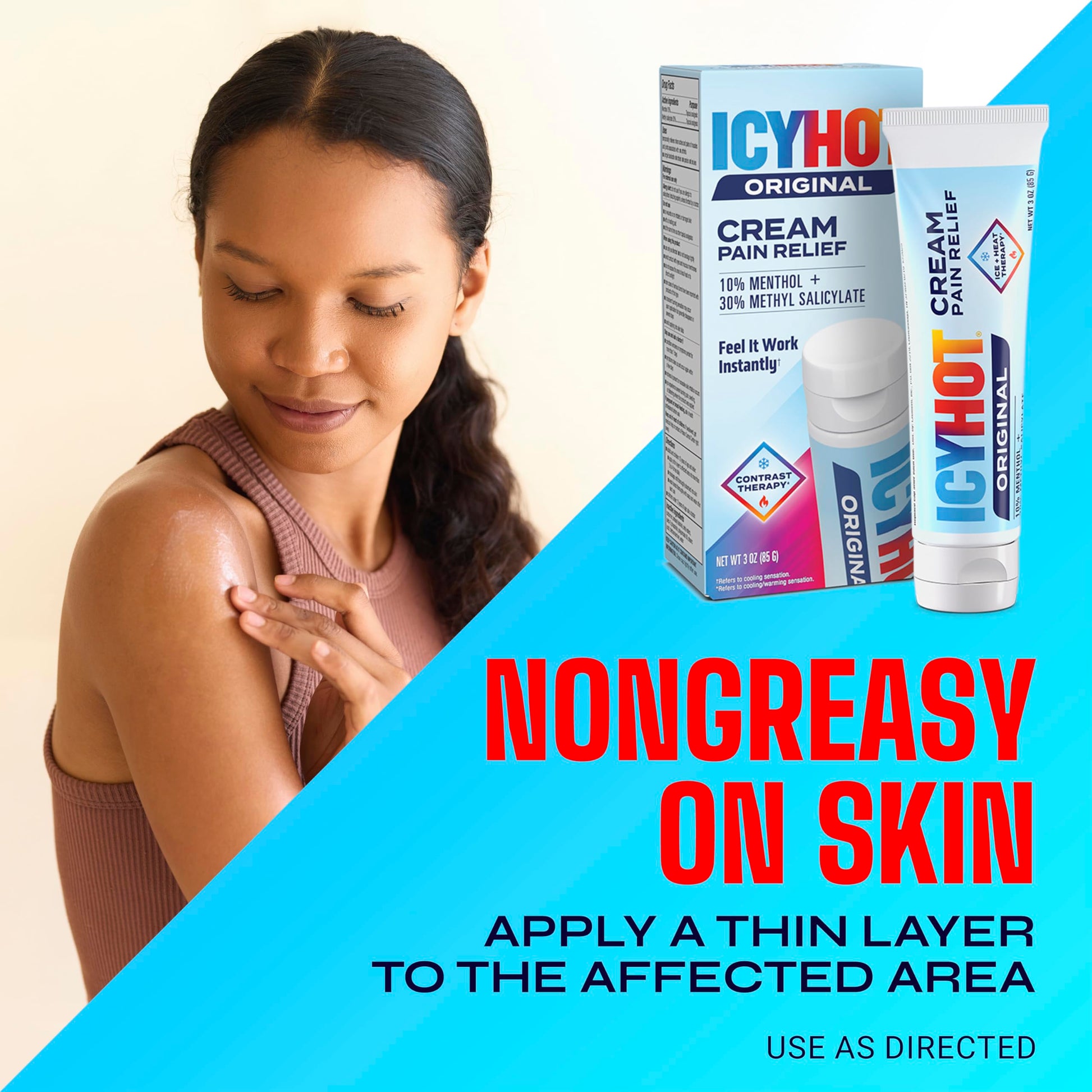 Icy Hot Original Pain Relief Cream, Fast-Acting Pain Relief with Menthol 10% and Methyl Salicylate 30%, Ice and Heat Contrast Therapy for Backaches, Joints, Muscle Strains and Arthritis, 3 oz Icy Hot Au supplements