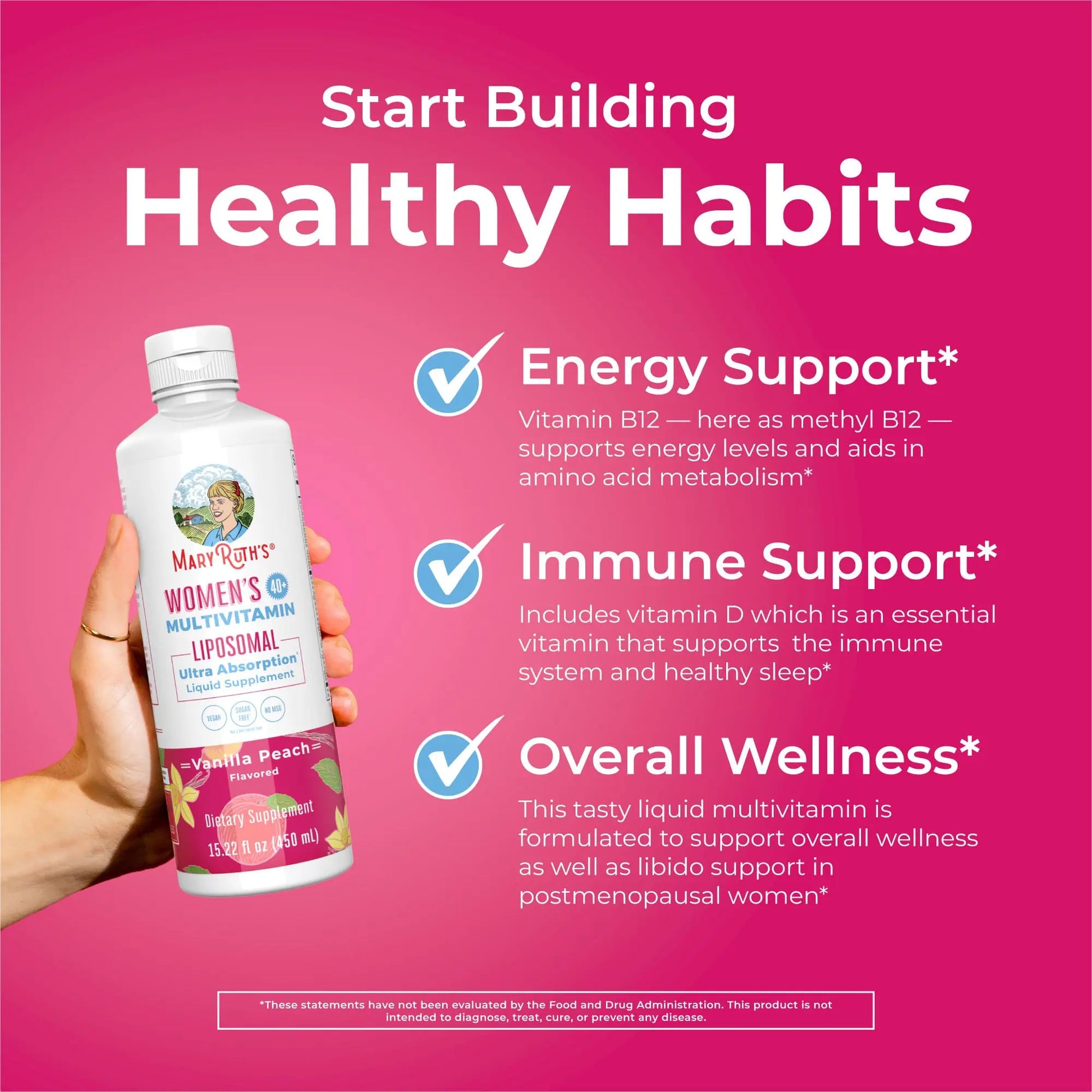 MaryRuth’s Multivitamin Liposomal for Women 40+ | Womens Multivitamin Liposomal | Immune Support Supplement | Menopause Supplement | Methylated Multivitamin | Vegan | Sugar Free | Non-GMO |15.22 Fl Oz MARYRUTH'S Au supplements