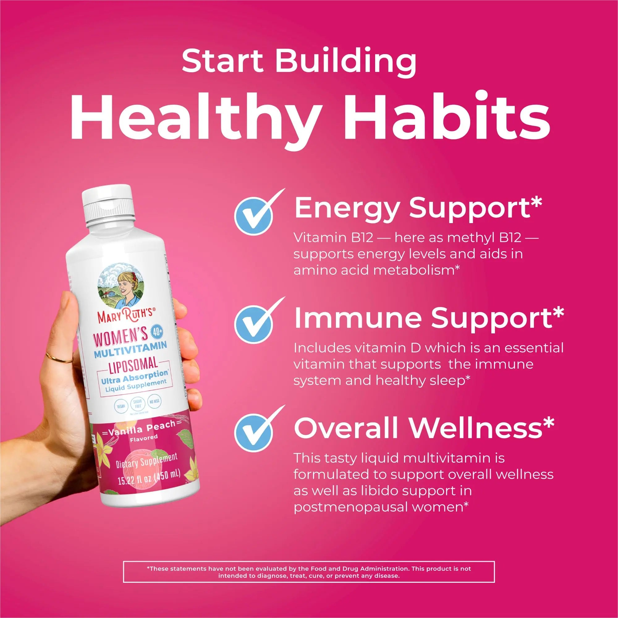 MaryRuth’s Multivitamin Liposomal for Women 40+ | Womens Multivitamin Liposomal | Immune Support Supplement | Menopause Supplement | Methylated Multivitamin | Vegan | Sugar Free | Non-GMO |15.22 Fl Oz MARYRUTH'S Au supplements