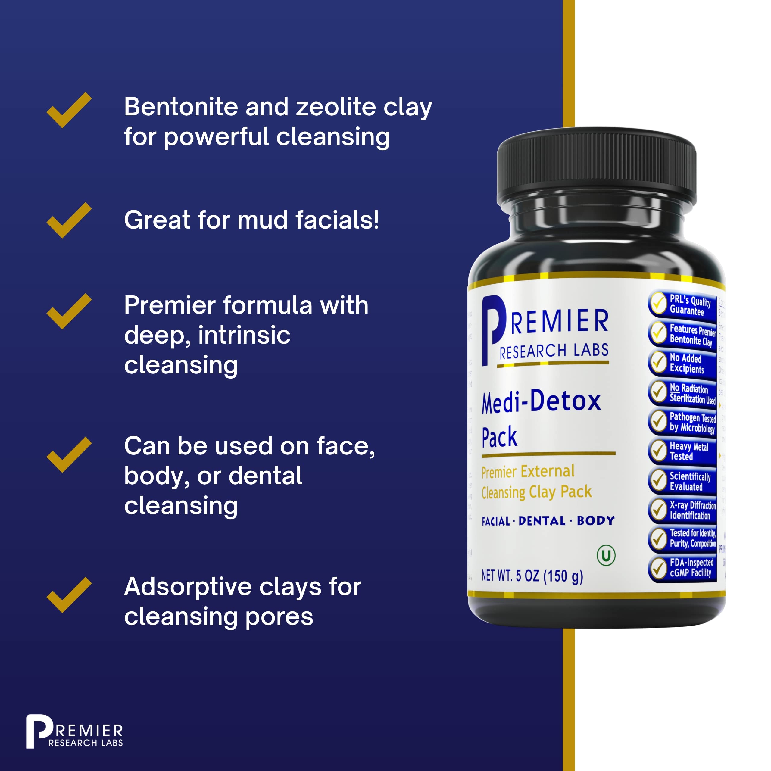 Premier Research Labs Medi-Dental Pack - Detoxifying Volcanic Clay - Dental & Body Cleansing - With Calcium Smectites Silica & Mineral Oxides - 5 oz Premier Research Labs Au supplements