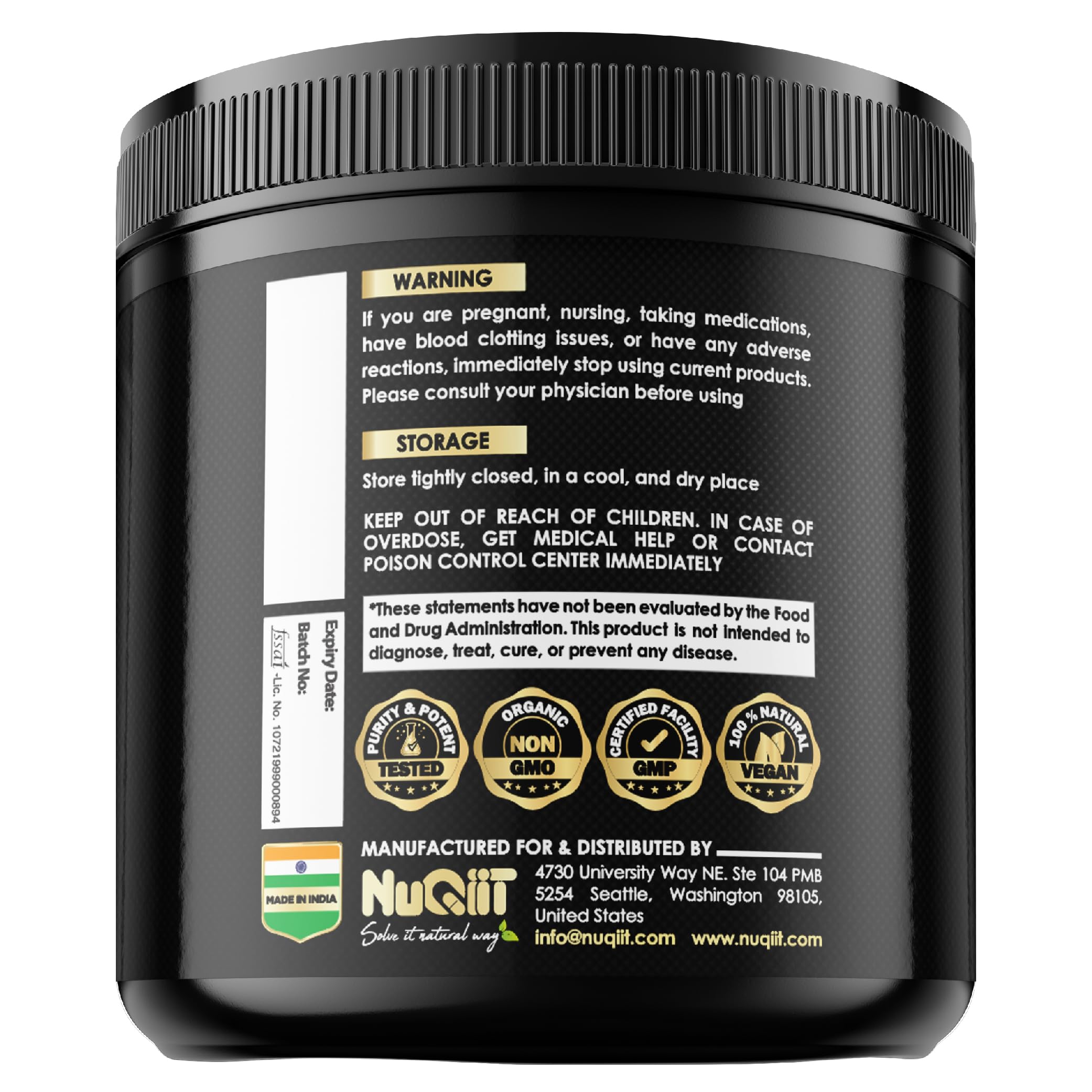 NUQIIT Organic Ashwangdha Capsules 15000mg Irish Sea Moss Apple Cider Vinegar & More - Support Brain Health, Strength & Immune System - 120 Vegan Capsules NUQIIT Au supplements