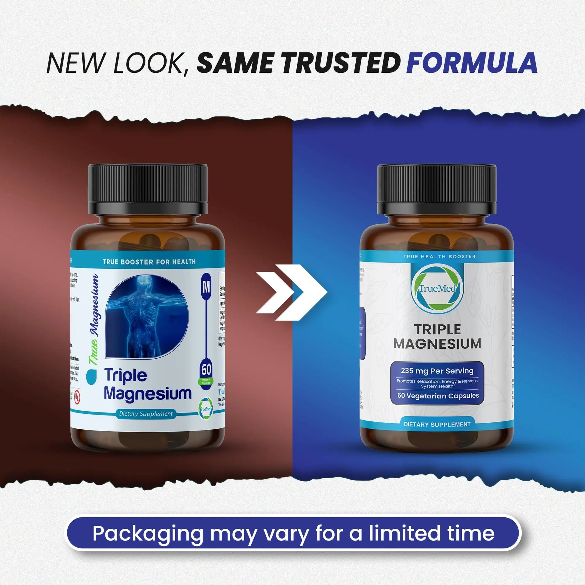 Truemed Triple Magnesium Complex Supplement 235mg with Magnesium Citrate, Malate & Lysinate Chelate | Magnesium Supplement for Sleep, Muscle Relaxation, Energy & Nerve Support | 60 Capsules, USA Made TRUEMED Au supplements
