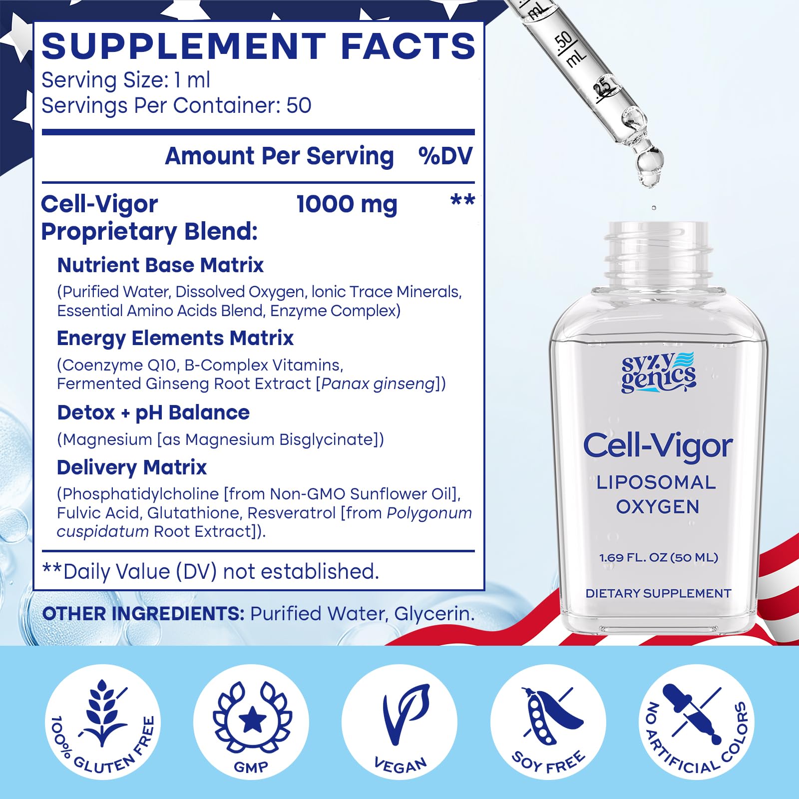 SYZY GENICS Liquid Oxygen Drops – 13-in-1 Oxygen Boost Liposomal Formula with CoQ10, B Vitamins, Ginseng, Glutathione & Resveratrol – High Absorption Energy & Immune Support – 1.69 fl oz SYZY GENICS Au supplements