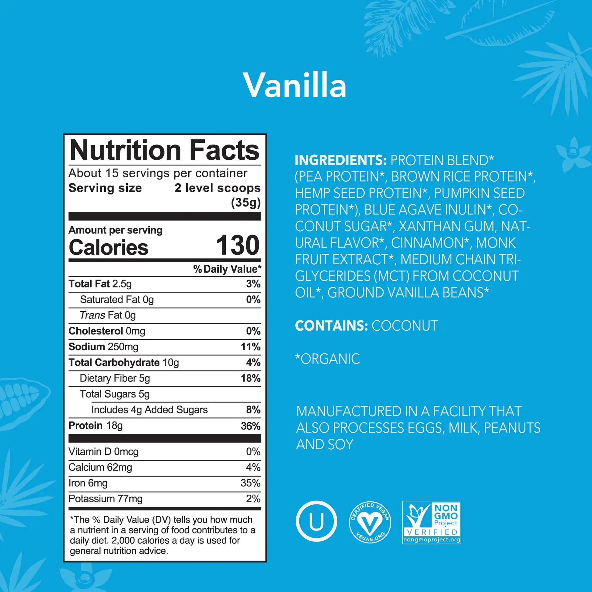 ALOHA Organic Plant Based Protein Powder, Stevia Free, Vanilla, 19.6 oz, 15 Servings PACKAGING MAY VARY ALOHA Au supplements