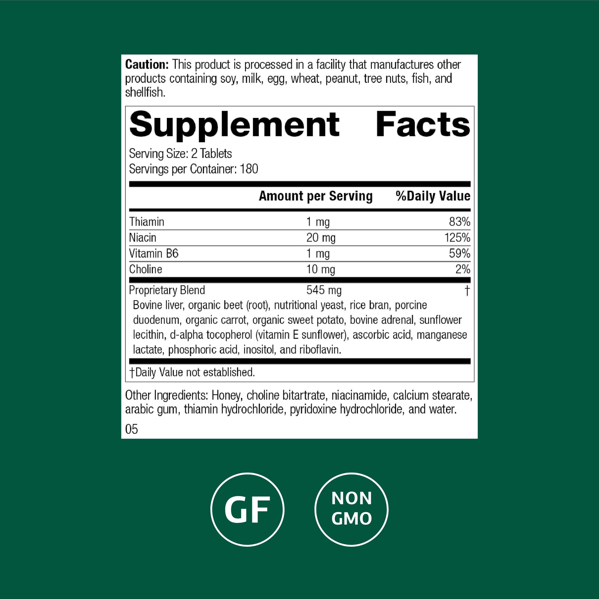 Standard Process Cataplex B-GF - Supports Nervous System Health - B Vitamins for Energy & Heart Support - Aids Energy During Physical Activity - Gluten-Free, Non-Soy & Non-Dairy - 360 Tablets Standard Process Inc. Au supplements