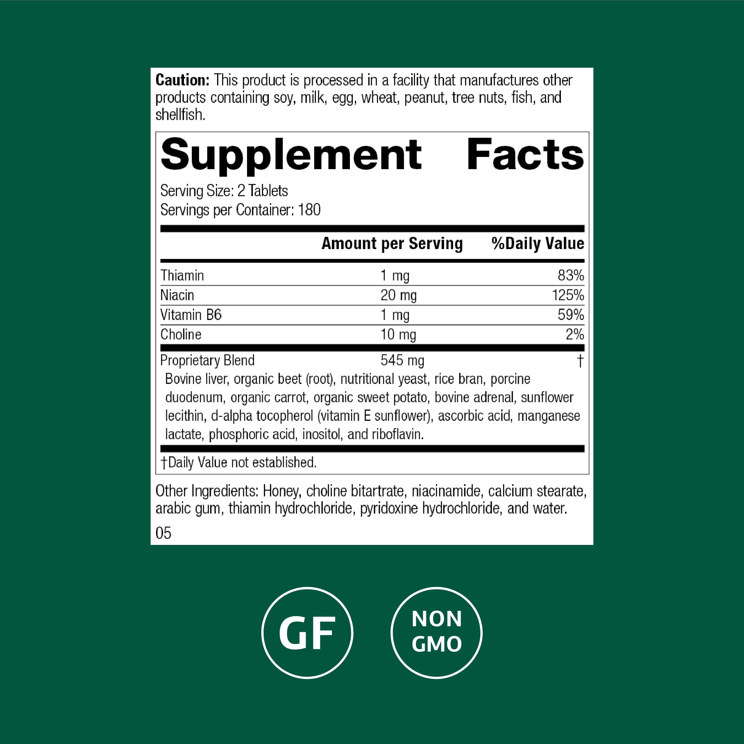 Standard Process Cataplex B-GF - Supports Nervous System Health - B Vitamins for Energy & Heart Support - Aids Energy During Physical Activity - Gluten-Free, Non-Soy & Non-Dairy - 360 Tablets Standard Process Inc. Au supplements