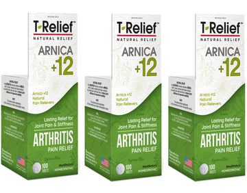 MediNatura T-Relief Extra Strength Arthritis Pain Reliever Arnica +12 Natural Medicines for Joint Soreness Stiffness Aches, Quick Dissolving Pain Relief for Women & Men - 100 Tablets (Pack of 3) MediNatura Au supplements