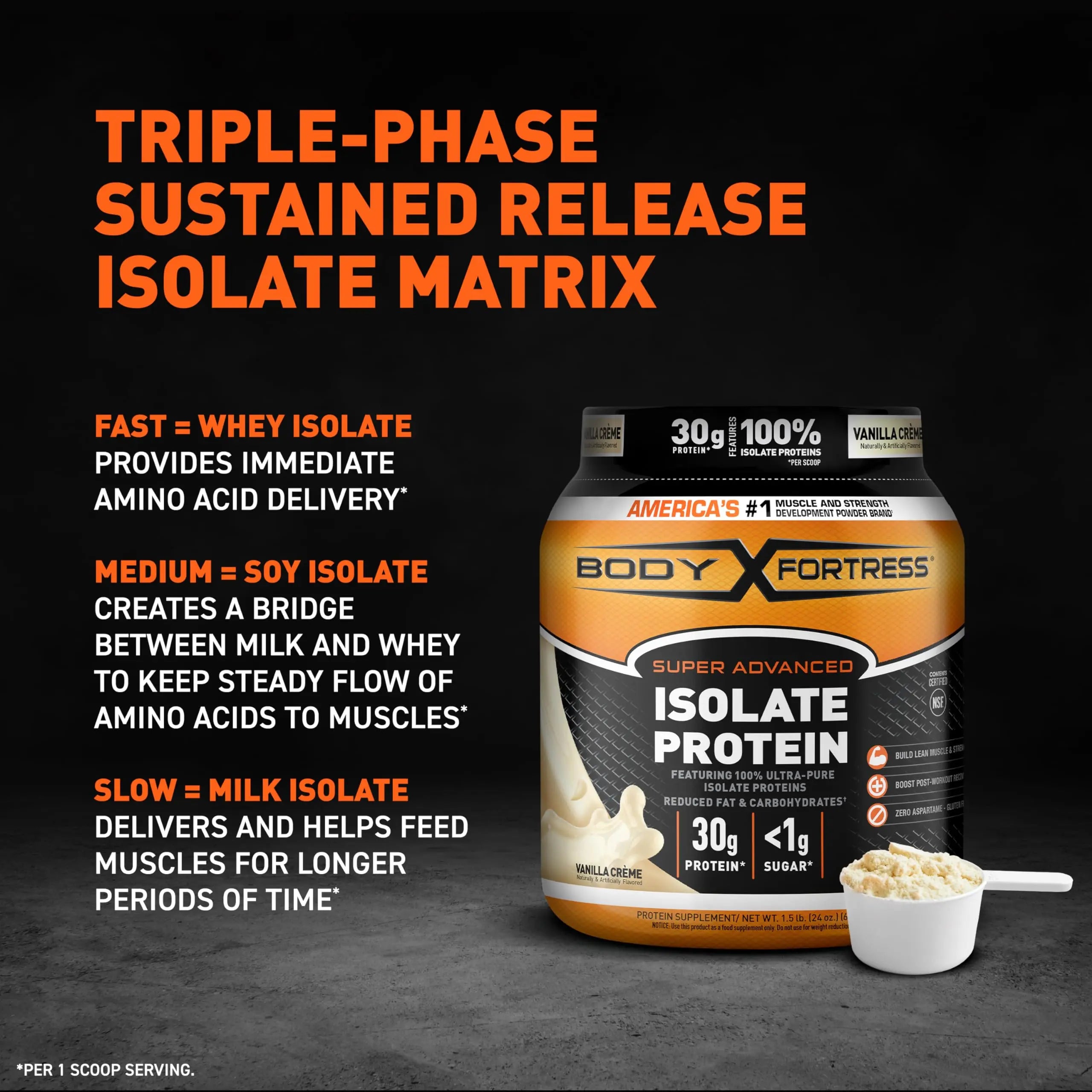 Body Fortress Super Advanced Isolate Protein Powder, Gluten Free, Vanilla Creme Flavored Body Fortress Au supplements