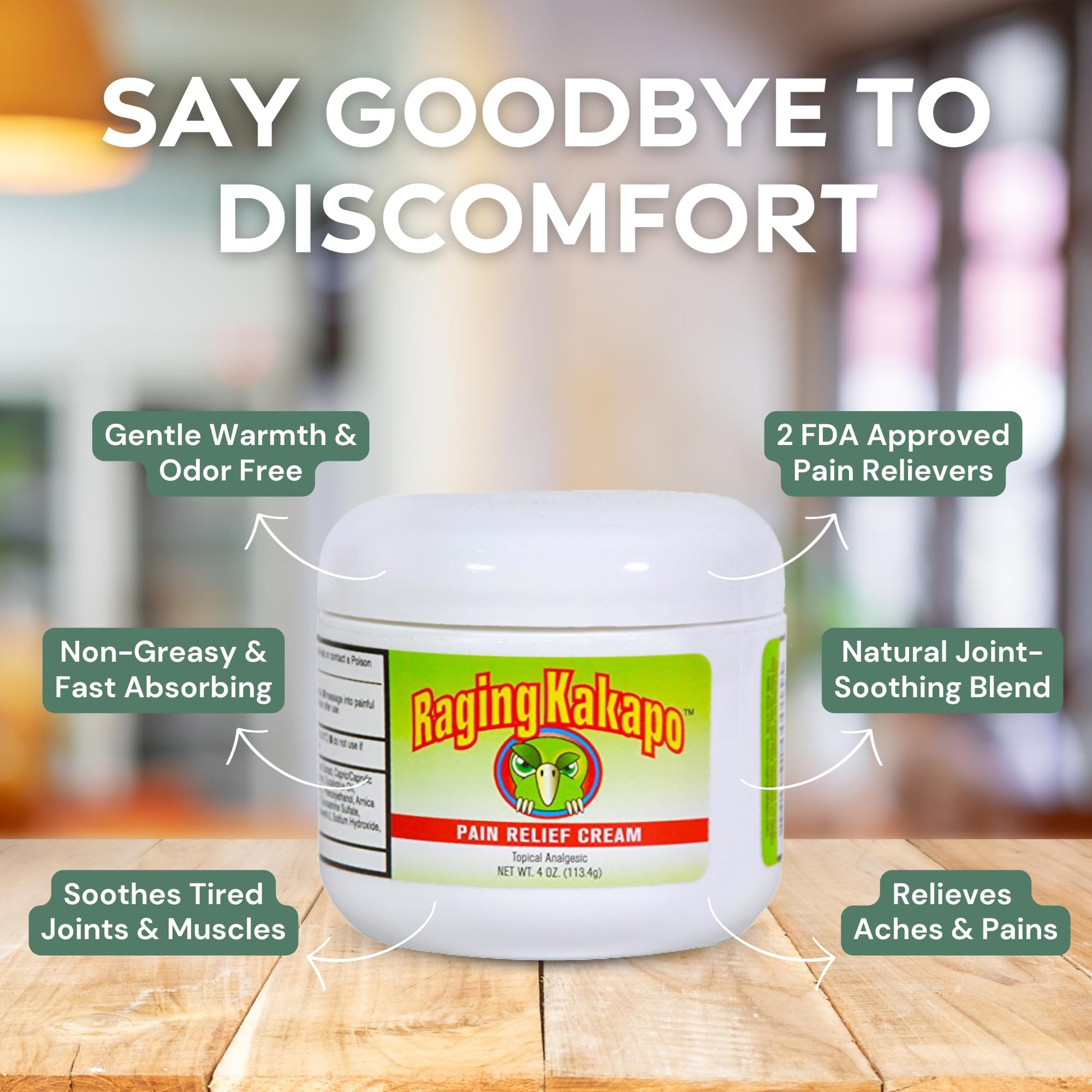 Raging Kakapo Pain Relief Cream 3 Pack - Sore Muscles, Joint Pain & Aches - Odor Free, Non-Greasy Pain Cream - Histamine Dihydrochloride, Capsaicin, Emu Oil, Arnica & More, 4 oz. Jar Raging Kakapo Au supplements