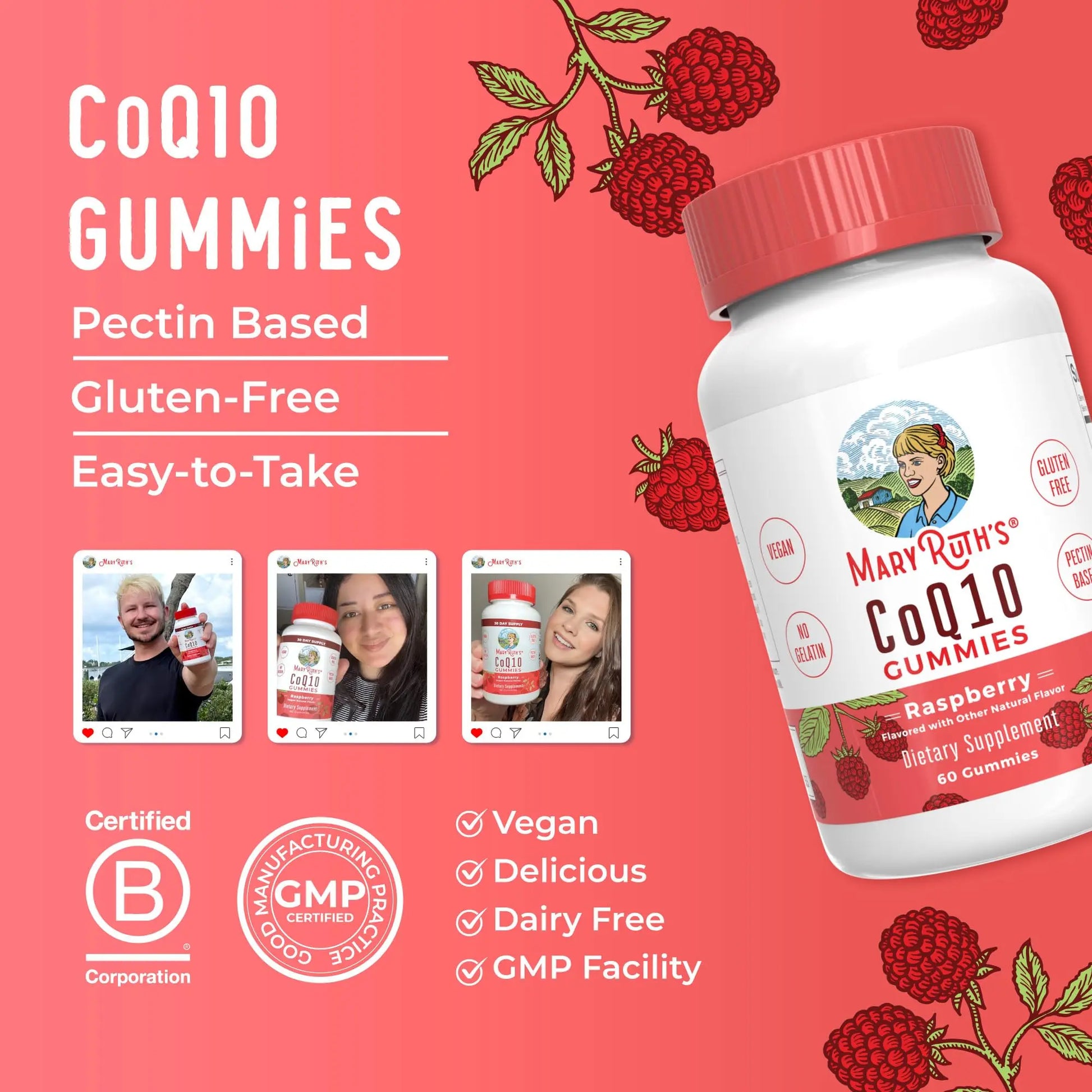 MaryRuth Organics CoQ10 Gummies | Coenzyme Q10 | Gummy Supplements for Heart Health & Cellular Health | Antioxidant | CoQ10 120 mg | Vegan | Non-GMO | Gluten Free | 60 Count | 1 Month Supply MARYRUTH'S Au supplements