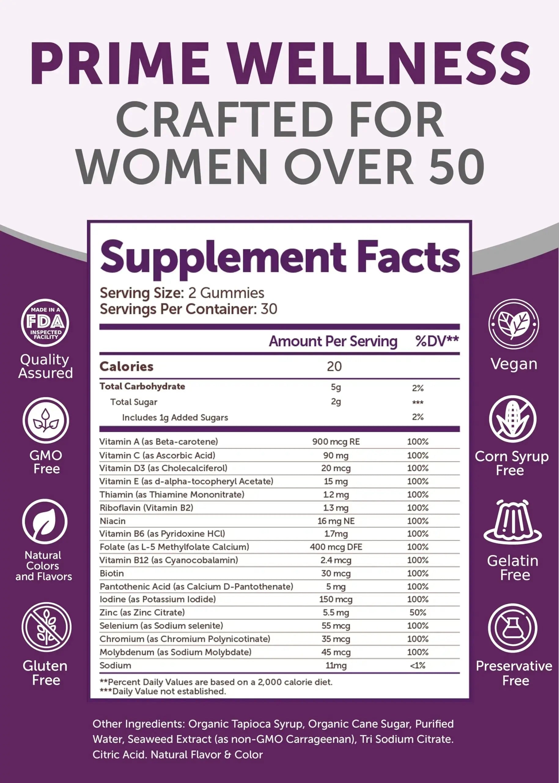 Lunakai USA Made 50 Plus Women's Multivitamin Gummies - Delicious Formula Enhanced with Essential Vitamins Lunakai Au supplements
