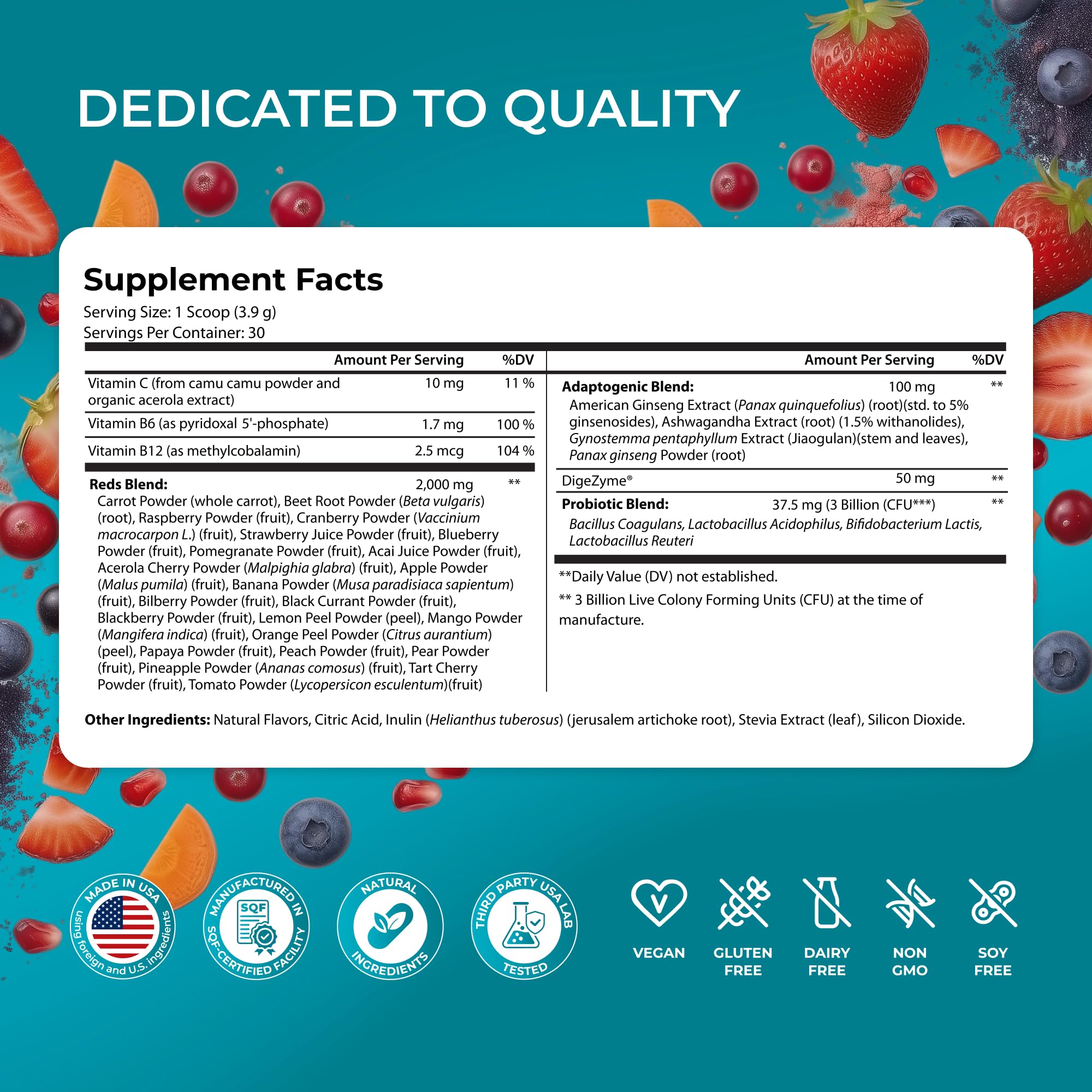 PUREHEALTH RESEARCH Metabolic Reds - Organic Superfood Powder Supplement - Fruit, Veggie, Adaptogenic, Probiotic Blends & More - for Metabolism & Energy Support - 4.13 Oz. - 30 Servings PUREHEALTH RESEARCH Au supplements