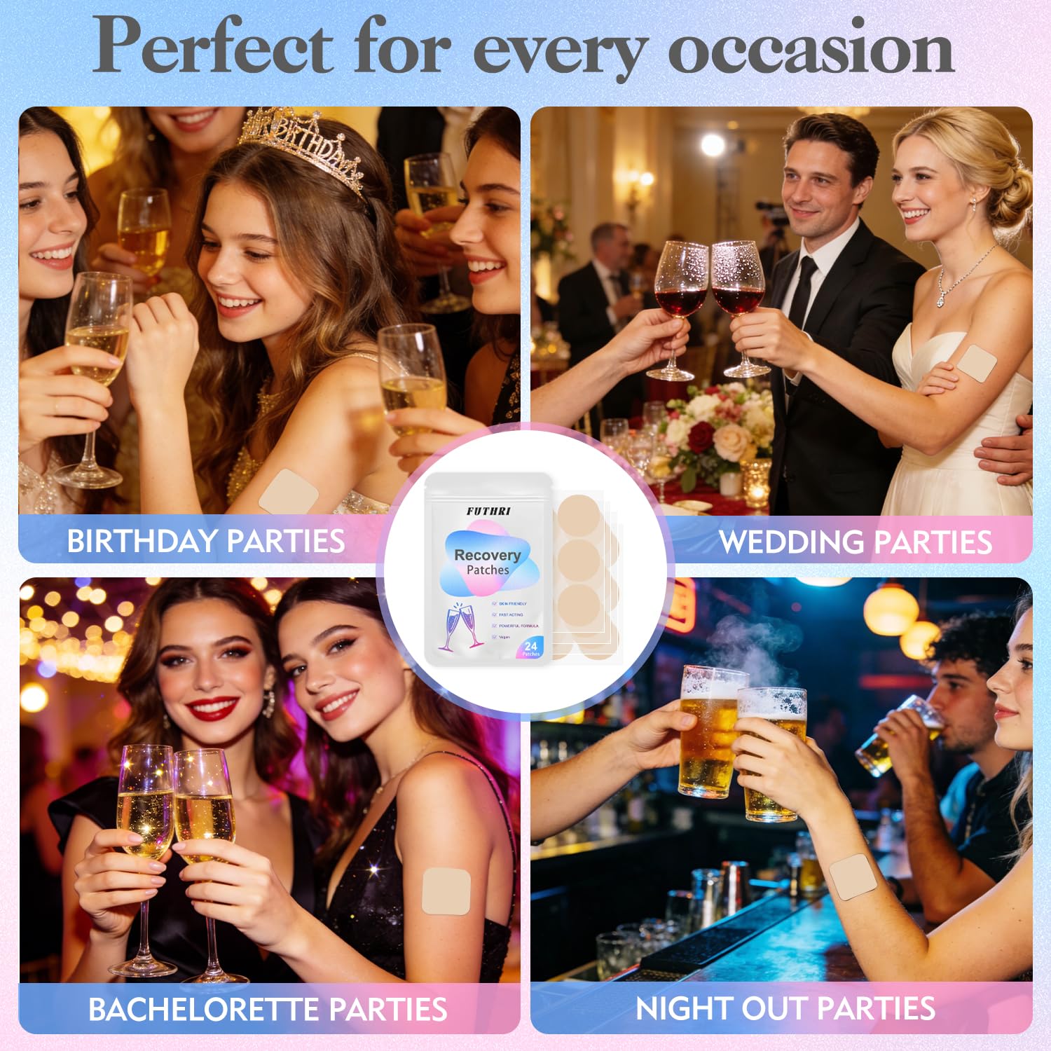 FUTHRI Recovery Patch 24 Pack: Wake Up Refreshed with Natural Ingredients - Waterproof & Skin-Friendly - Pre-Drink Patch for Festivals & Nights Out FUTHRI Au supplements