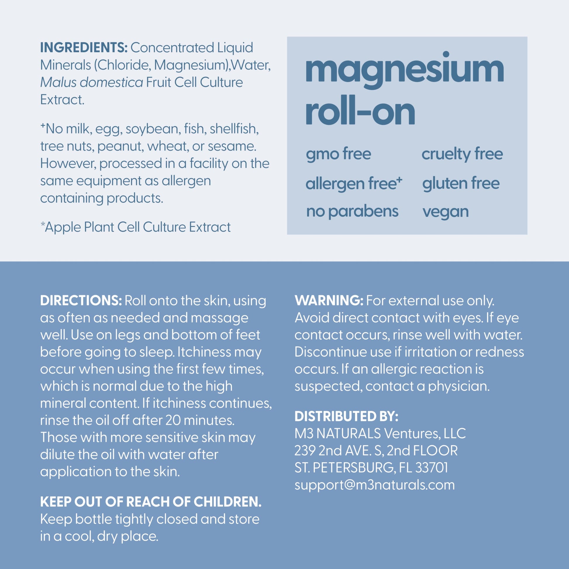 Magnesium Roll On for Adults & Kids, Easy Application for Sore Muscles, Feet, Joints and Leg Cramps, Helps with Sleeping and Post-Workout Recovery, for Sensitive Skin, 3 fl oz, by M3 M3 Naturals Au supplements