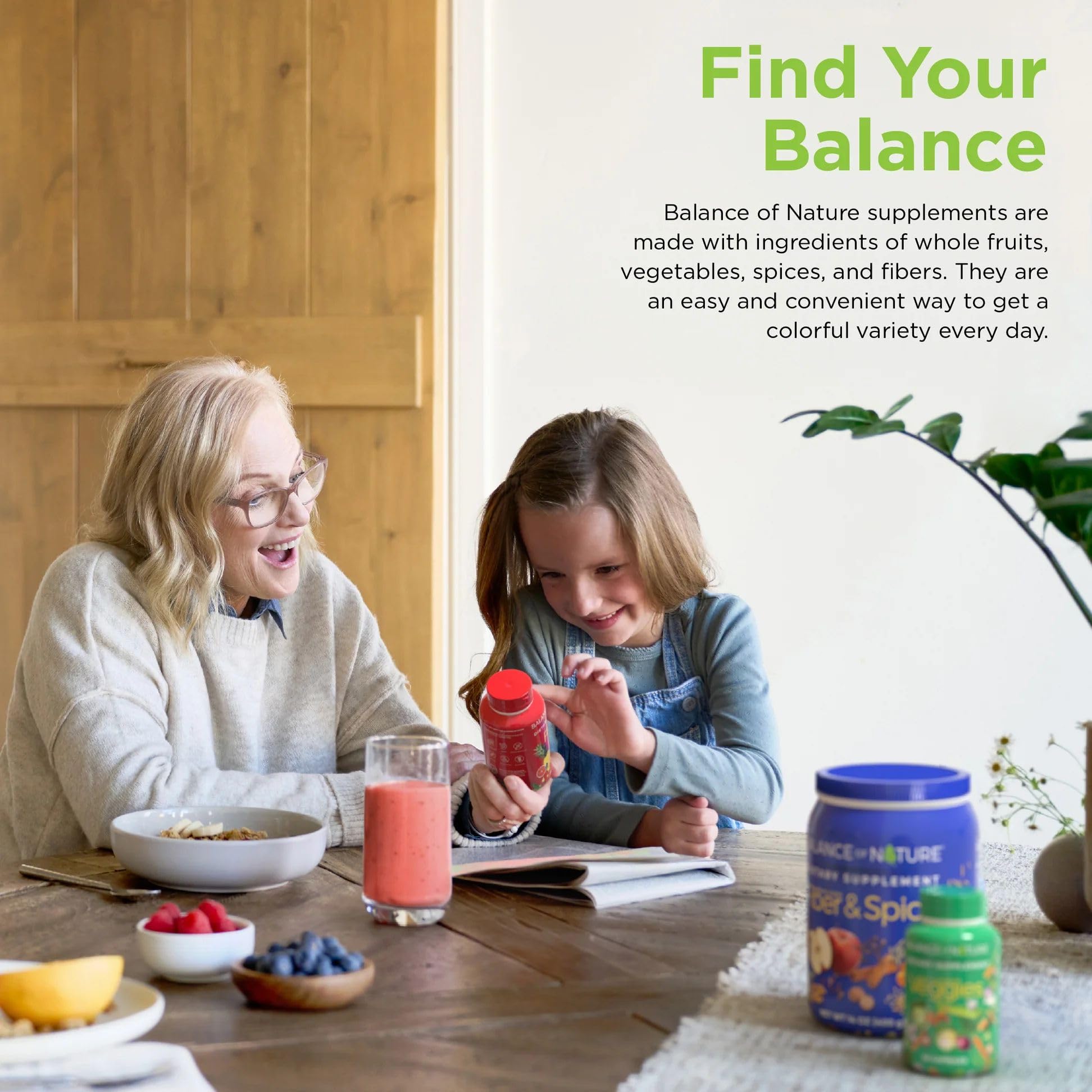 Balance of Nature Fruits & Veggies Supplements - Whole Fruit and Vegetable Ingredients for Women, Men, and Kids - 90 Fruits Capsules, 90 Veggies Capsules - 1 Set Balance of Nature Au supplements
